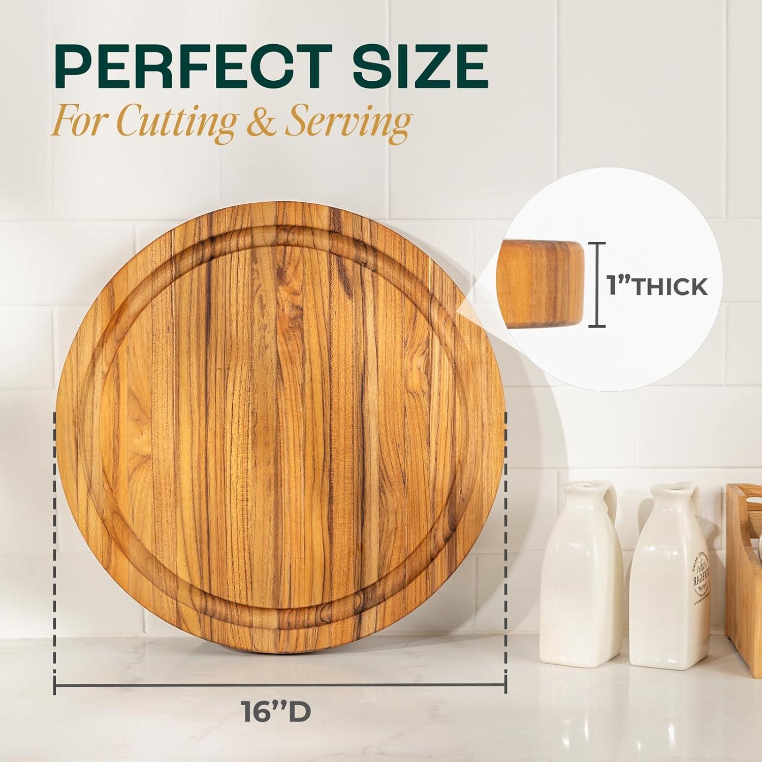 image:imageYes4All Plus Large Edge Grain Teak Cutting Board for Kitchen 24L x 18W x 15Thick Durable Wood with Juice Grooves PreOiled Easy Grip Handles Ideal for Chopping and ServingTeak