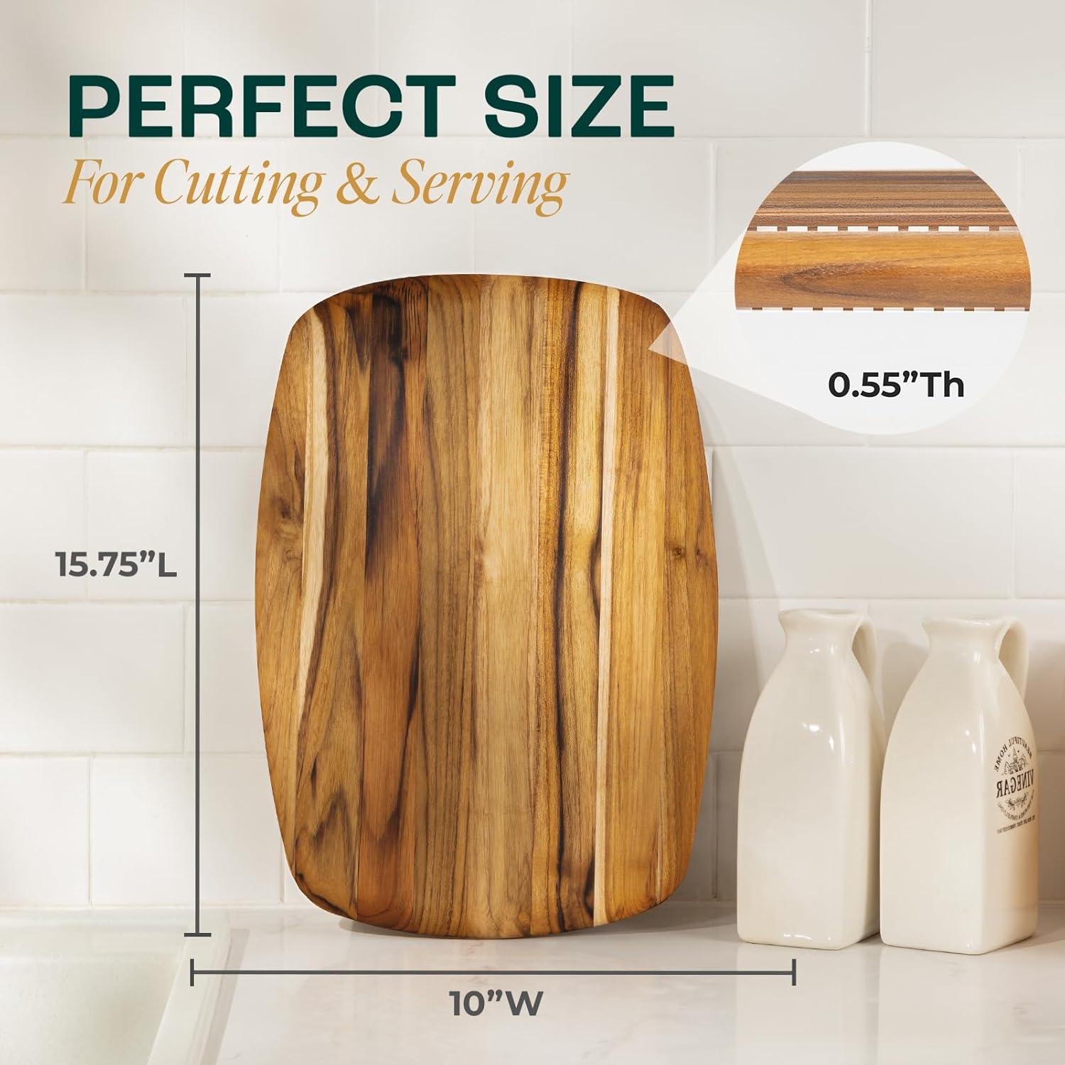 image:imageYes4All Plus Large Edge Grain Teak Cutting Board for Kitchen 24L x 18W x 15Thick Durable Wood with Juice Grooves PreOiled Easy Grip Handles Ideal for Chopping and ServingTeak