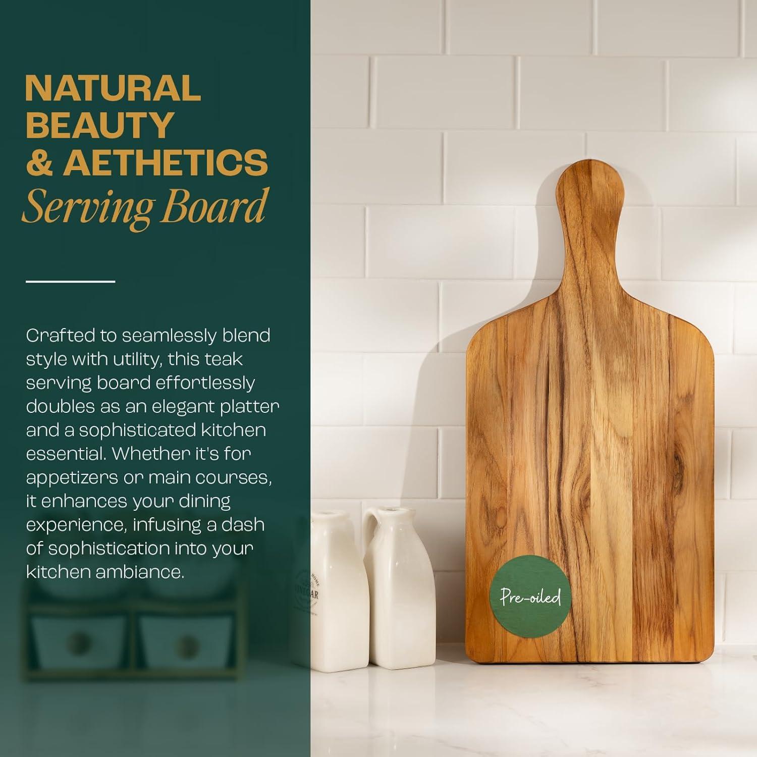 image:imageYes4All Plus Large Edge Grain Teak Cutting Board for Kitchen 24L x 18W x 15Thick Durable Wood with Juice Grooves PreOiled Easy Grip Handles Ideal for Chopping and ServingTeak