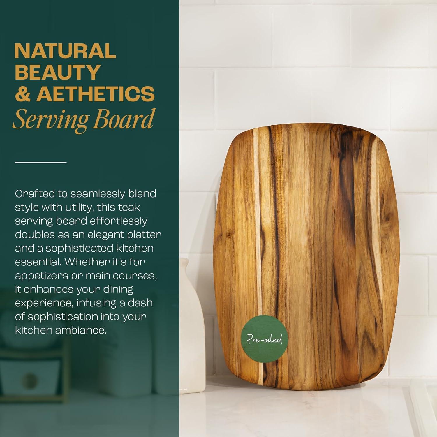 image:imageYes4All Plus Large Edge Grain Teak Cutting Board for Kitchen 24L x 18W x 15Thick Durable Wood with Juice Grooves PreOiled Easy Grip Handles Ideal for Chopping and ServingTeak
