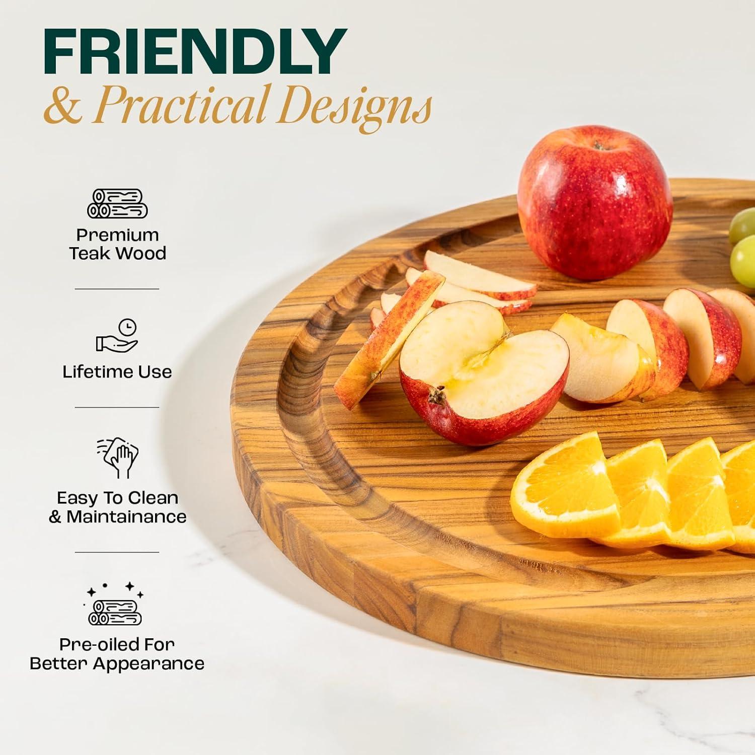 image:imageYes4All Plus Large Edge Grain Teak Cutting Board for Kitchen 24L x 18W x 15Thick Durable Wood with Juice Grooves PreOiled Easy Grip Handles Ideal for Chopping and ServingTeak