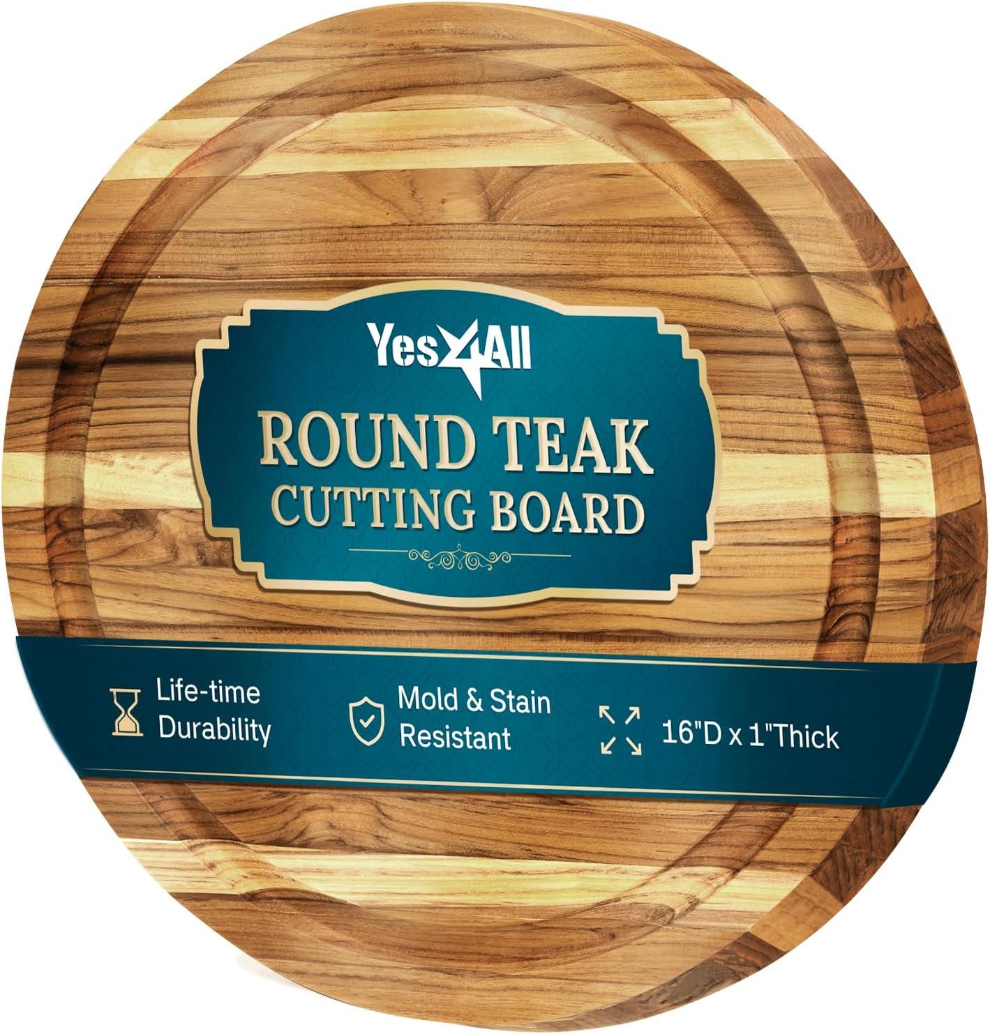 image:imageYes4All Plus Large Edge Grain Teak Cutting Board for Kitchen 24L x 18W x 15Thick Durable Wood with Juice Grooves PreOiled Easy Grip Handles Ideal for Chopping and ServingTeak