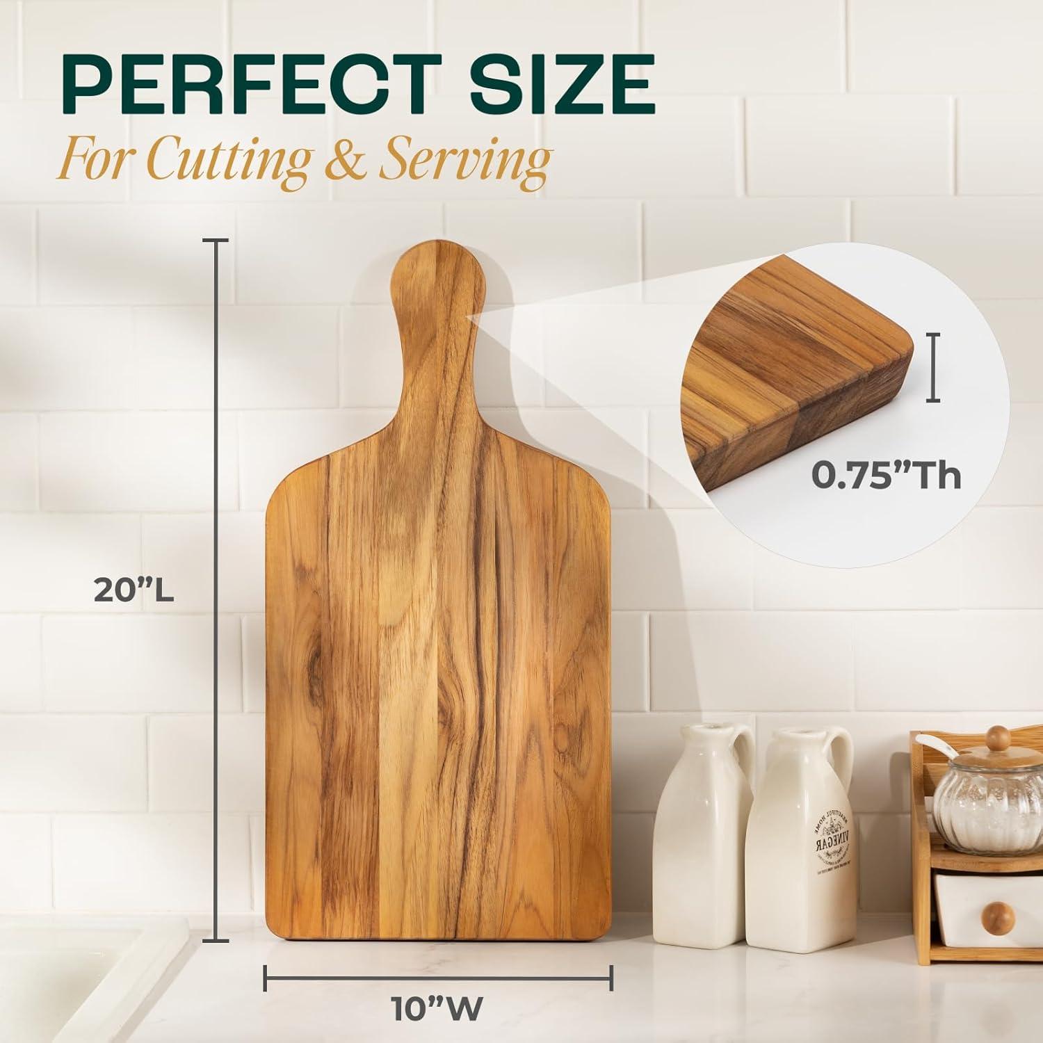 image:imageYes4All Plus Large Edge Grain Teak Cutting Board for Kitchen 24L x 18W x 15Thick Durable Wood with Juice Grooves PreOiled Easy Grip Handles Ideal for Chopping and ServingTeak