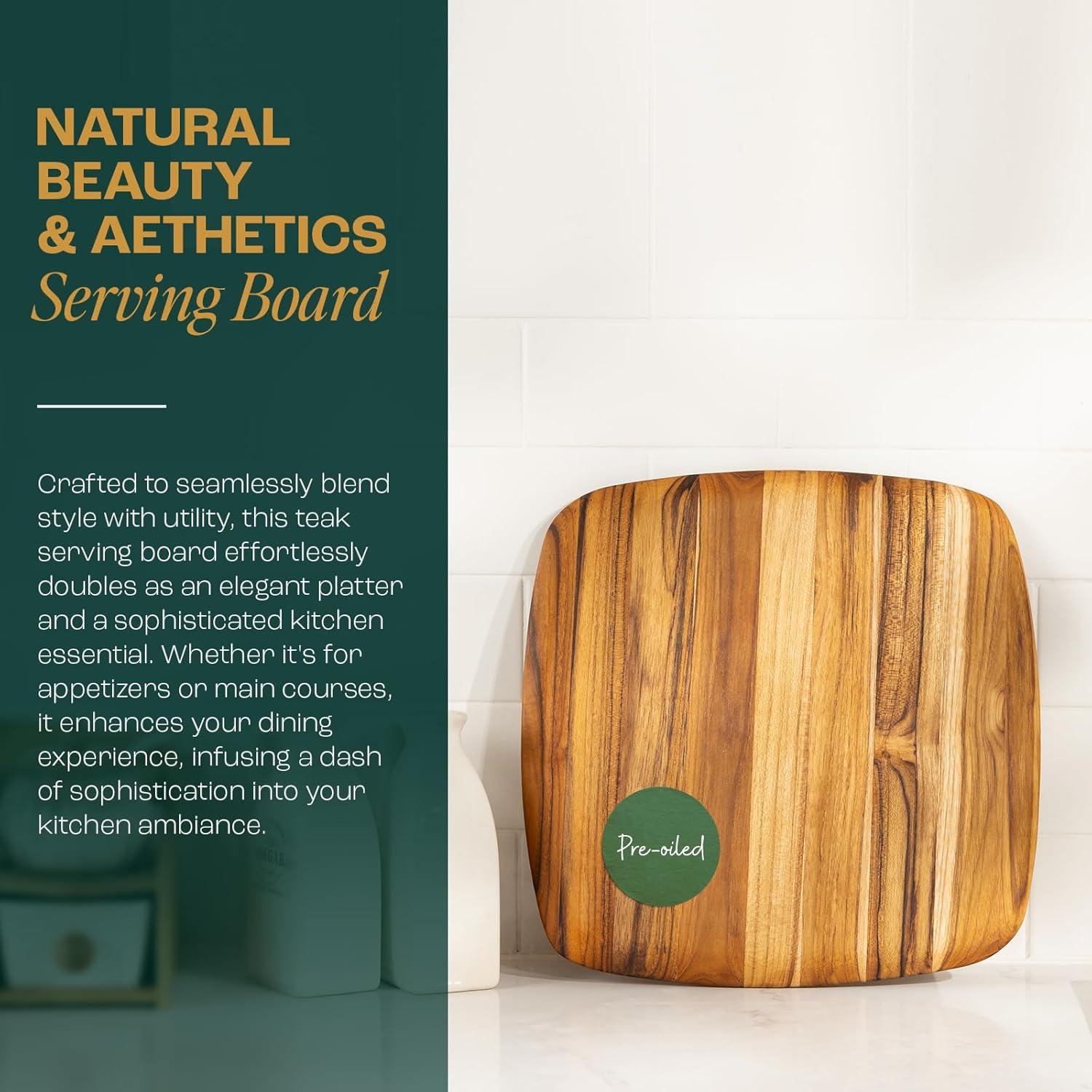 image:imageYes4All Plus Large Edge Grain Teak Cutting Board for Kitchen 24L x 18W x 15Thick Durable Wood with Juice Grooves PreOiled Easy Grip Handles Ideal for Chopping and ServingTeak