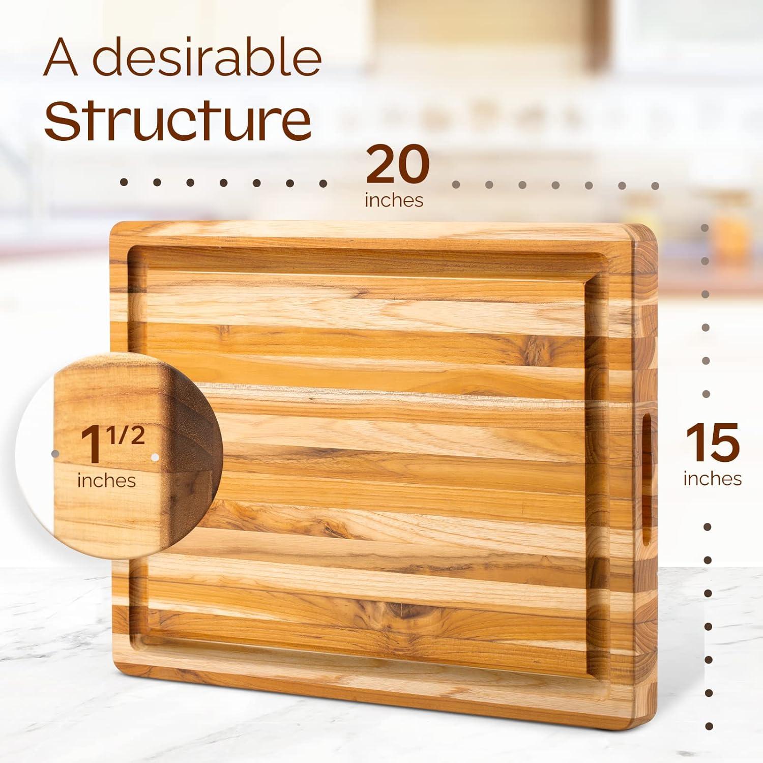 image:imageYes4All Plus Large Edge Grain Teak Cutting Board for Kitchen 24L x 18W x 15Thick Durable Wood with Juice Grooves PreOiled Easy Grip Handles Ideal for Chopping and ServingTeak