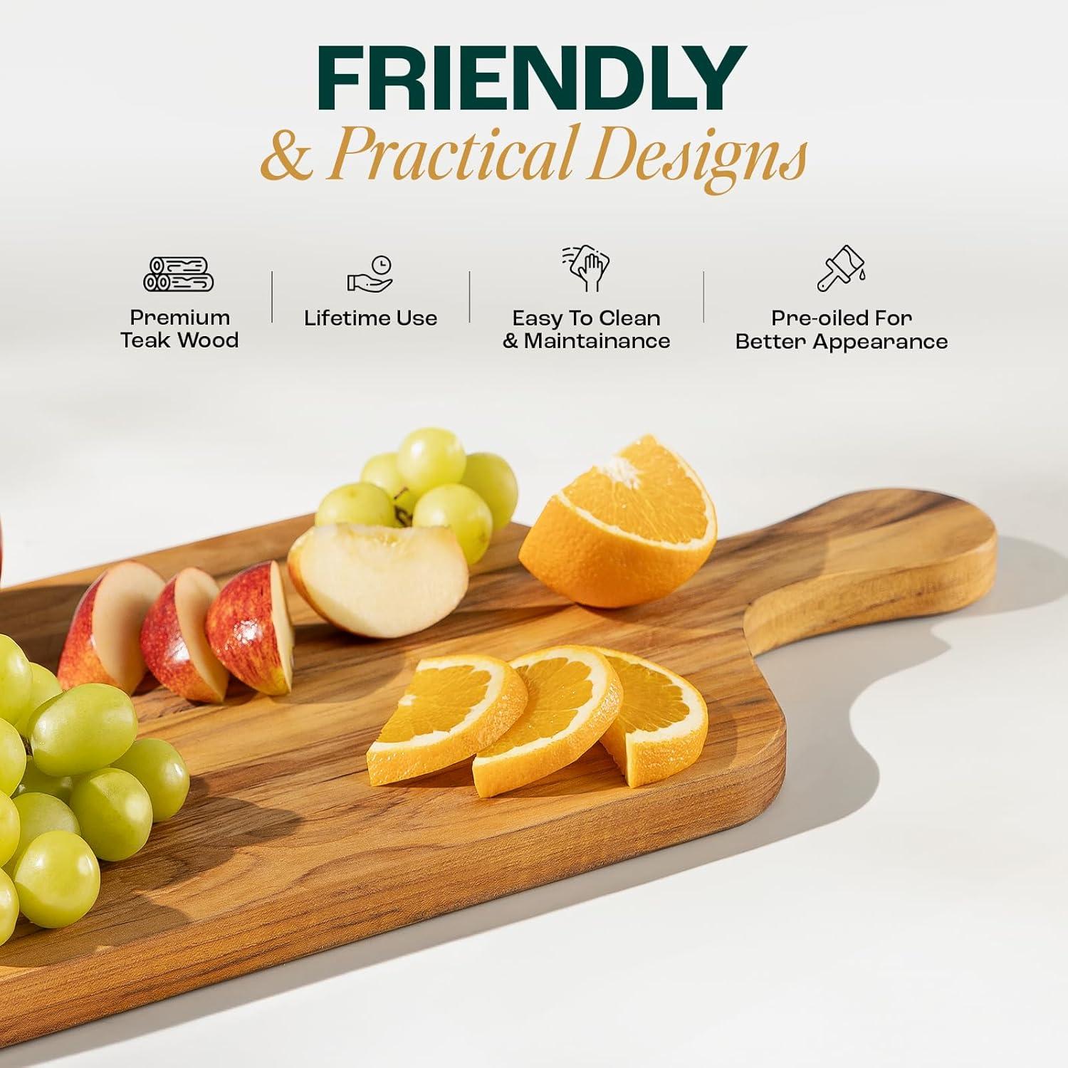 image:imageYes4All Plus Large Edge Grain Teak Cutting Board for Kitchen 24L x 18W x 15Thick Durable Wood with Juice Grooves PreOiled Easy Grip Handles Ideal for Chopping and ServingTeak