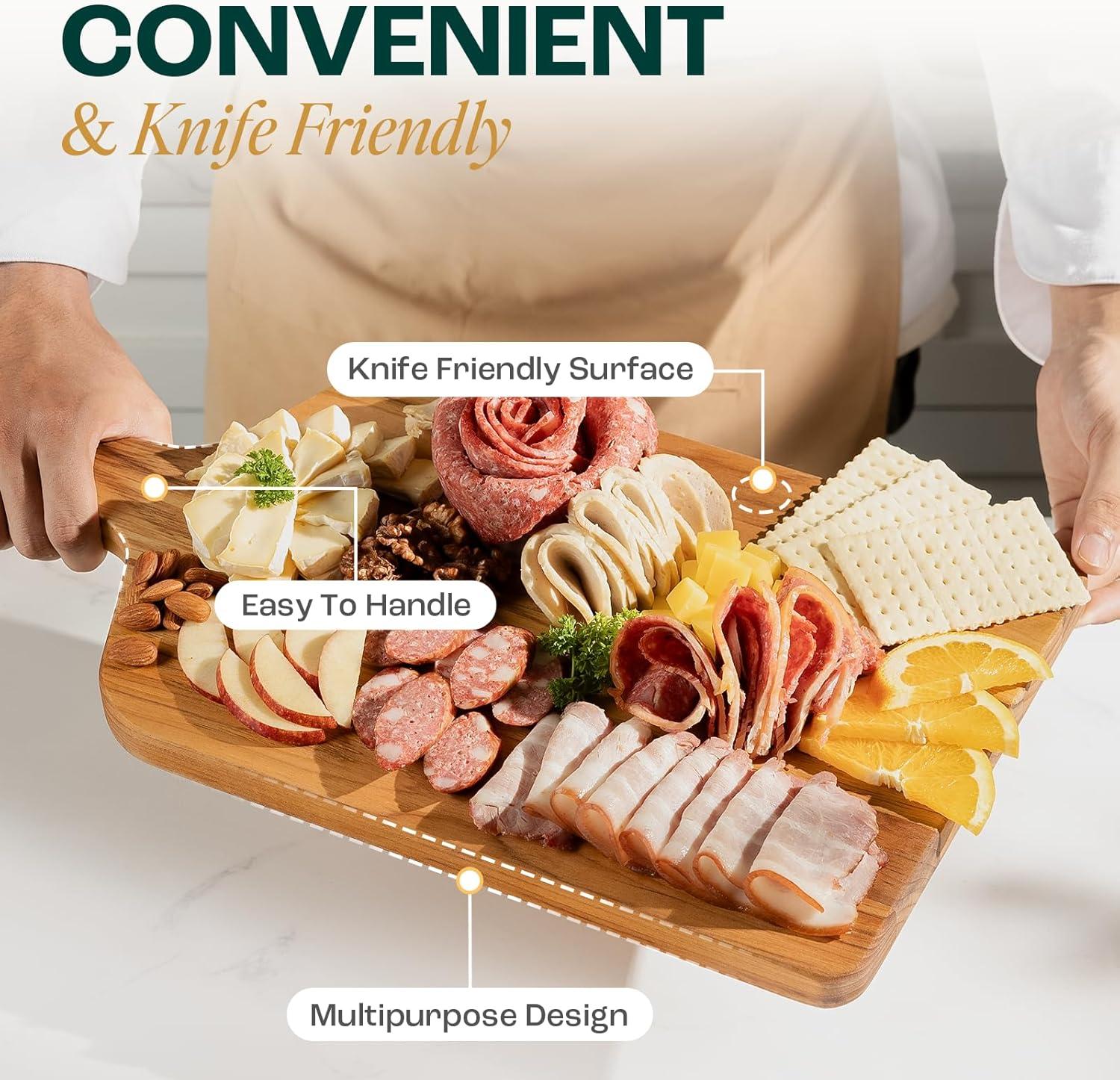 image:imageYes4All Plus Large Edge Grain Teak Cutting Board for Kitchen 24L x 18W x 15Thick Durable Wood with Juice Grooves PreOiled Easy Grip Handles Ideal for Chopping and ServingTeak