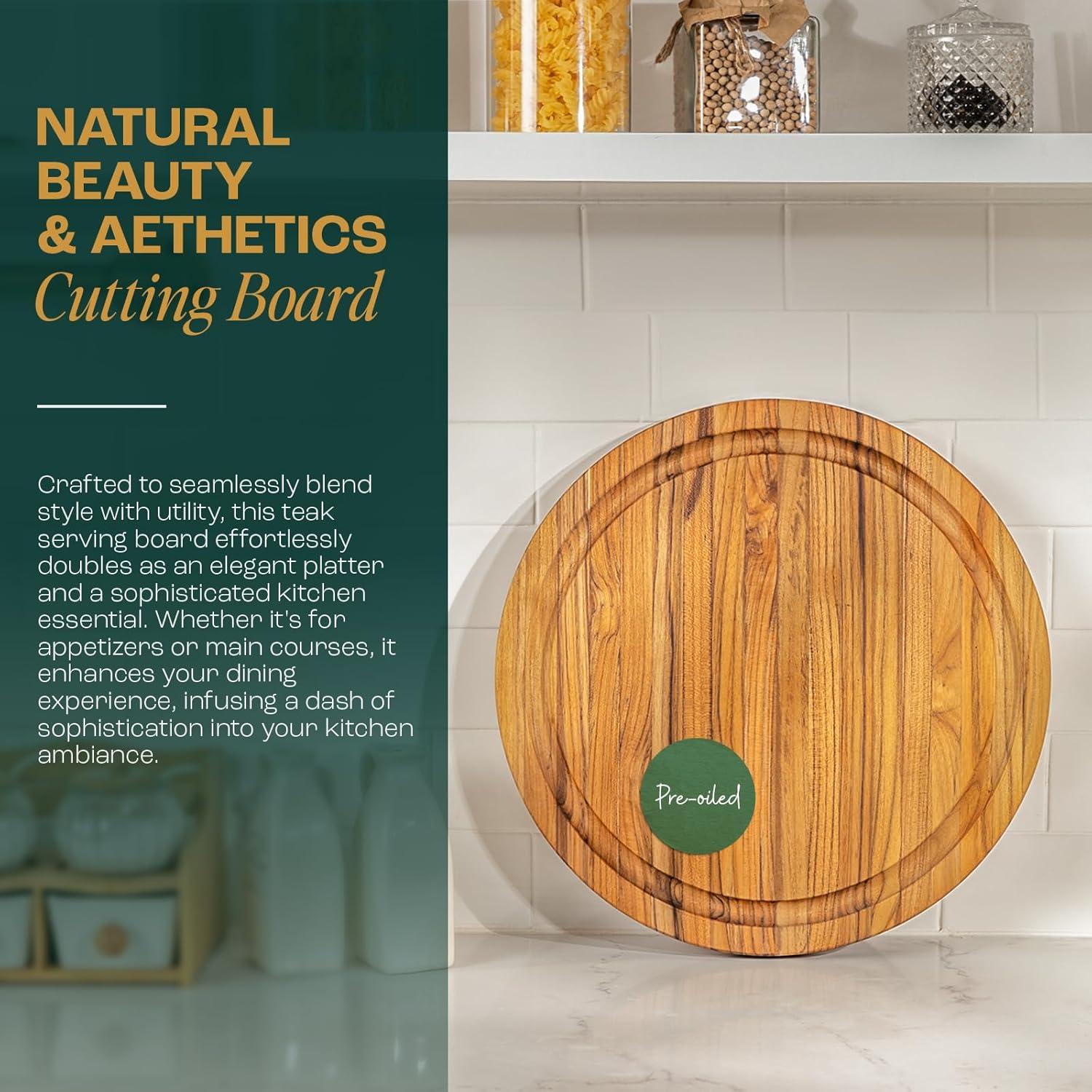 image:imageYes4All Plus Large Edge Grain Teak Cutting Board for Kitchen 24L x 18W x 15Thick Durable Wood with Juice Grooves PreOiled Easy Grip Handles Ideal for Chopping and ServingTeak