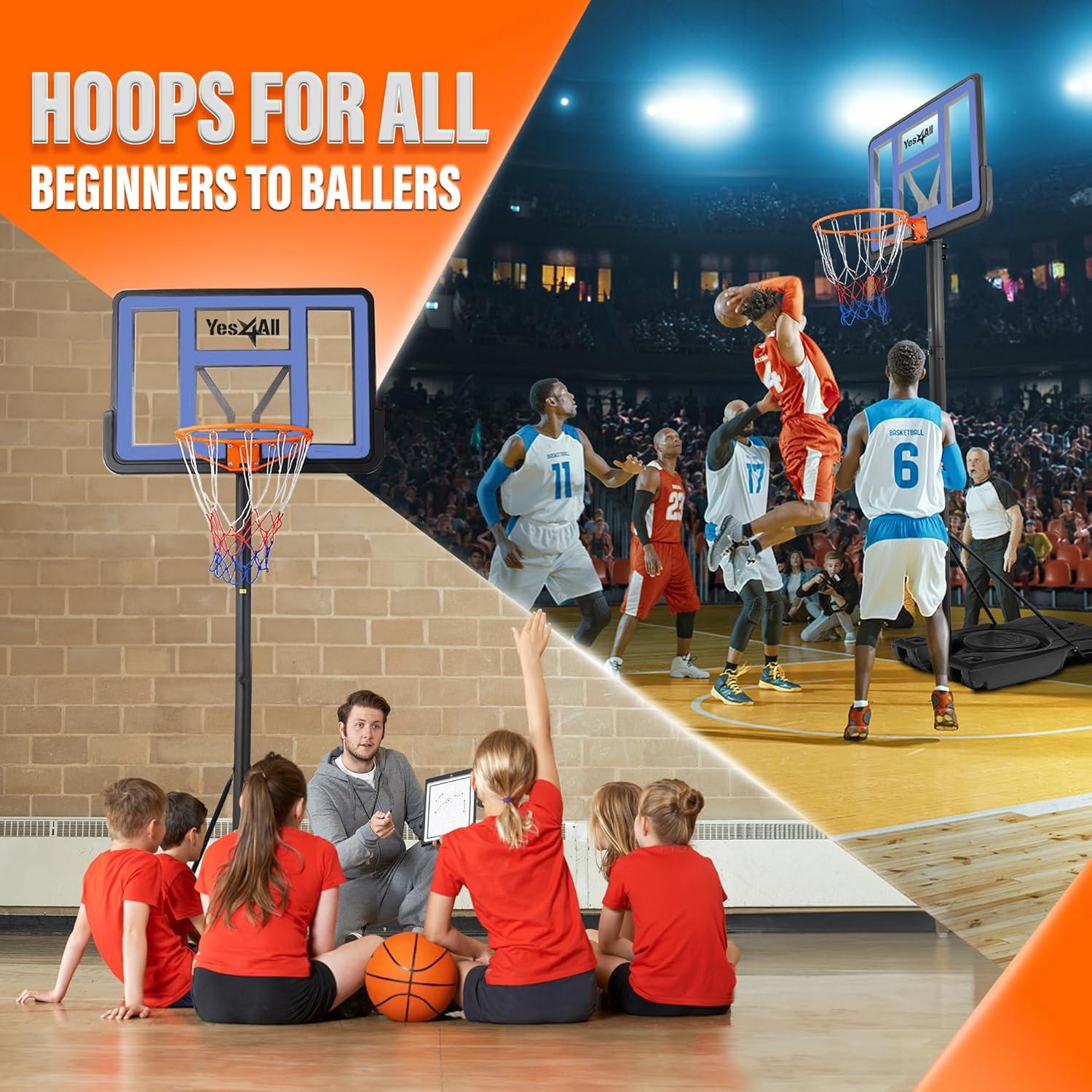 image:imageYes4All Portable Basketball Hoop Outdoor 3810Ft Basketball Goal Adjustable for KidTeenAdult Practicing Indoor amp Outdoor