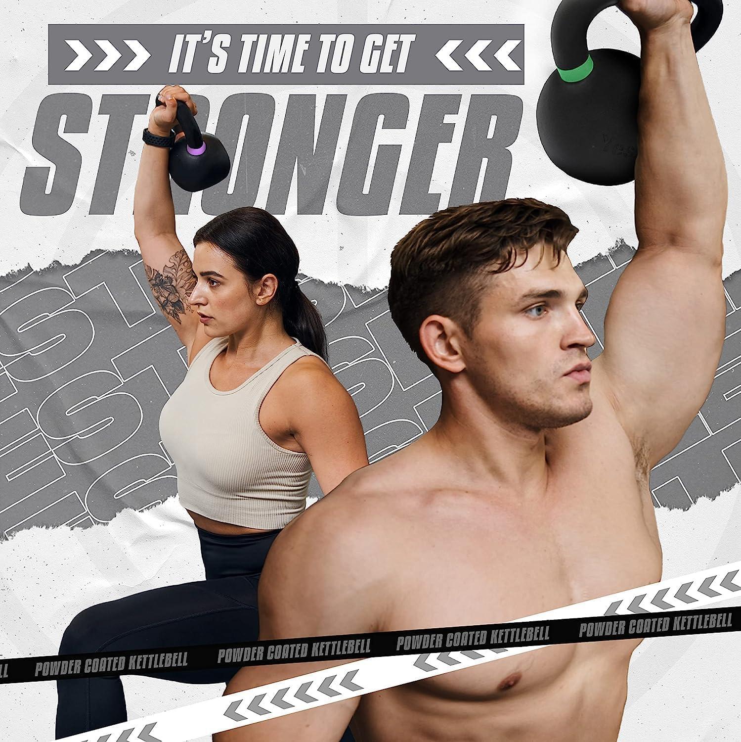 image:imageYes4All Powder Coated Cast Iron Kettlebell Strength Training Kettlebells Weight Set for Full Body Workout Home GymD 44LB 53LB 71LB