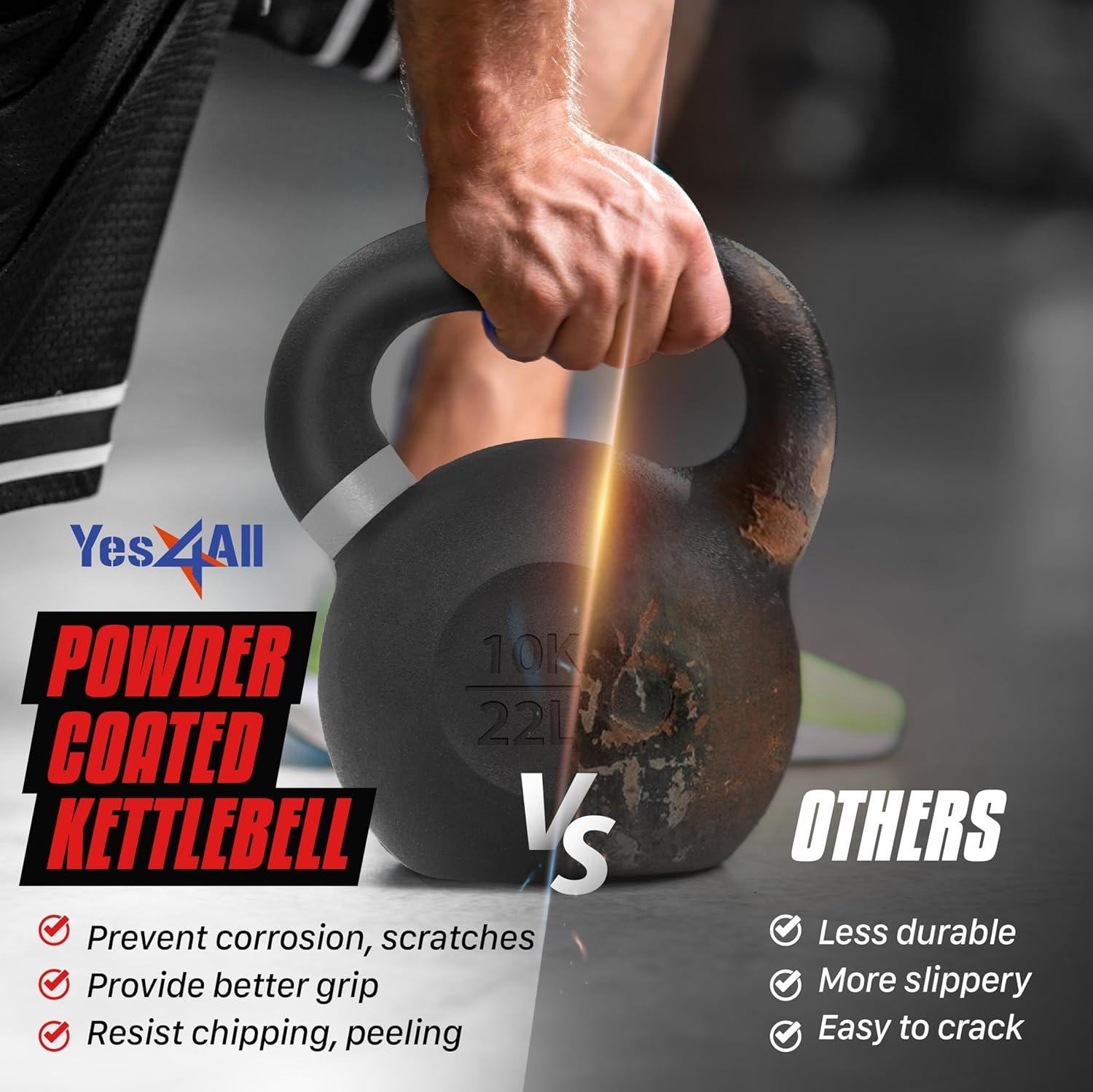 image:imageYes4All Powder Coated Cast Iron Kettlebell Strength Training Kettlebells Weight Set for Full Body Workout Home GymL Dark Red 36 KG 79 LB Updated