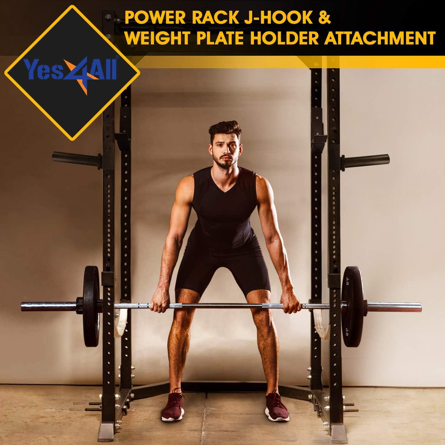 image:imageYes4All Power Rack JHooks amp Attachments Heavy Duty Barbell Holders Compatible with 2x2 amp 3x3 Power Racks for Home GymBlack