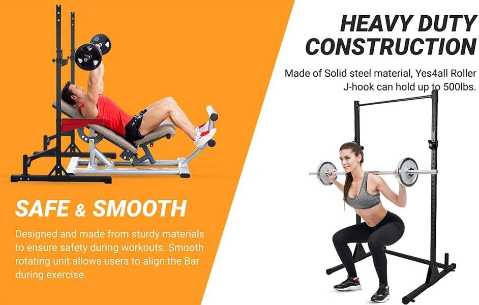 image:imageYes4All Power Rack JHooks amp Attachments Heavy Duty Barbell Holders Compatible with 2x2 amp 3x3 Power Racks for Home GymC Roller JHook 2x2
