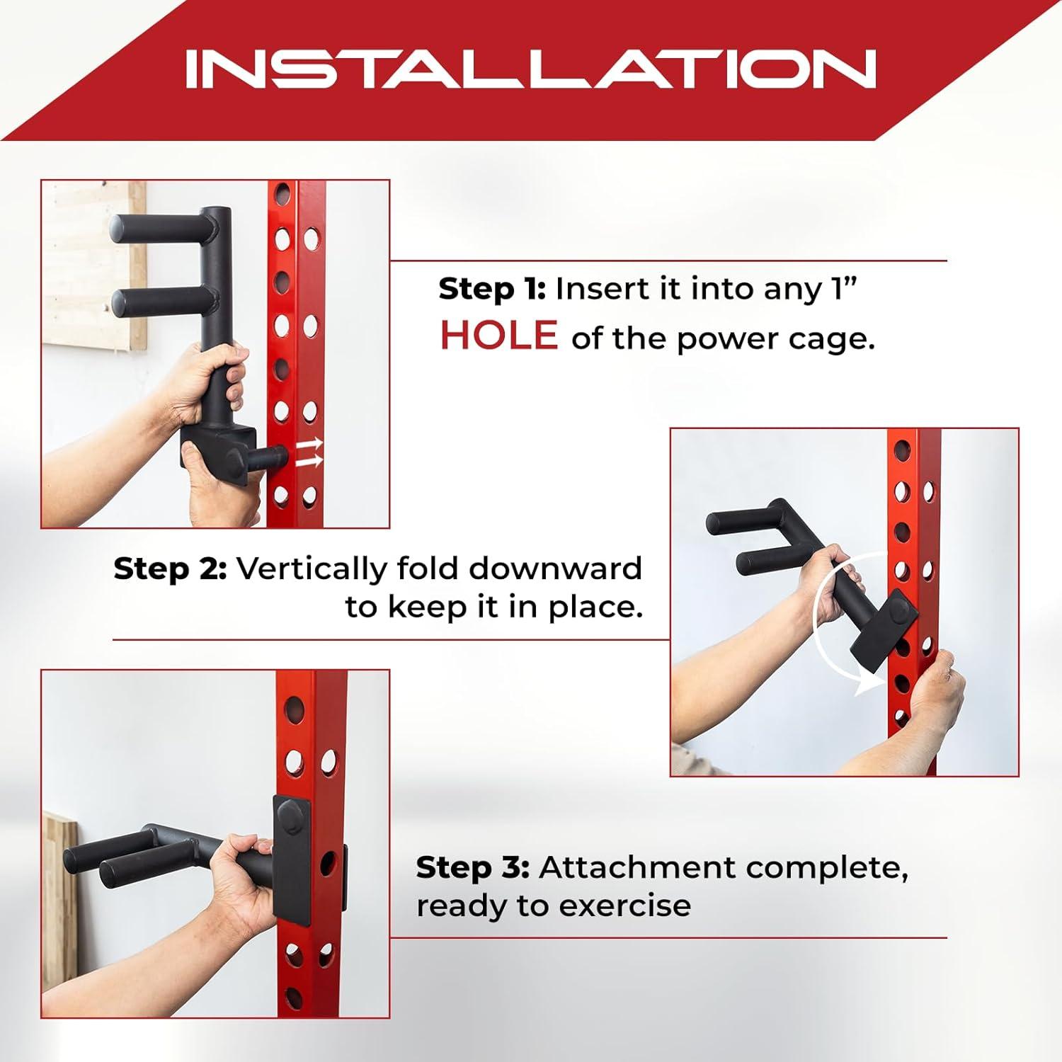 image:imageYes4All Power Rack JHooks amp Attachments Heavy Duty Barbell Holders Compatible with 2x2 amp 3x3 Power Racks for Home GymNarrow and Wide Grip Dip Bar 350 Capacity