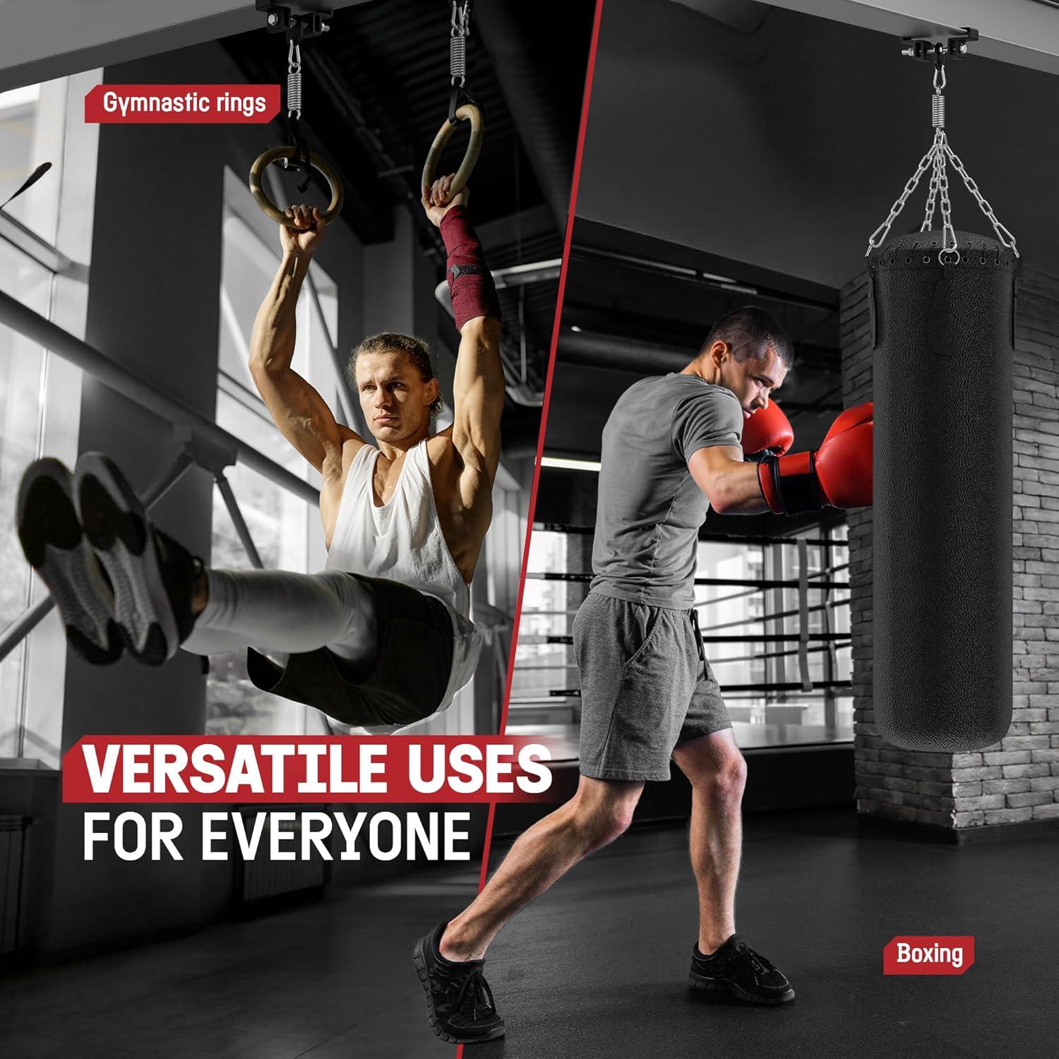 image:imageYes4All Punching Bag Hanger Heavy Bag Spring 555 LB Capacity Stainless Steel Hanging Kit with Spring Hook amp Carabiner Indoor amp Outdoor Mounting for Boxing Bags amp RecreationSpring Snap hook