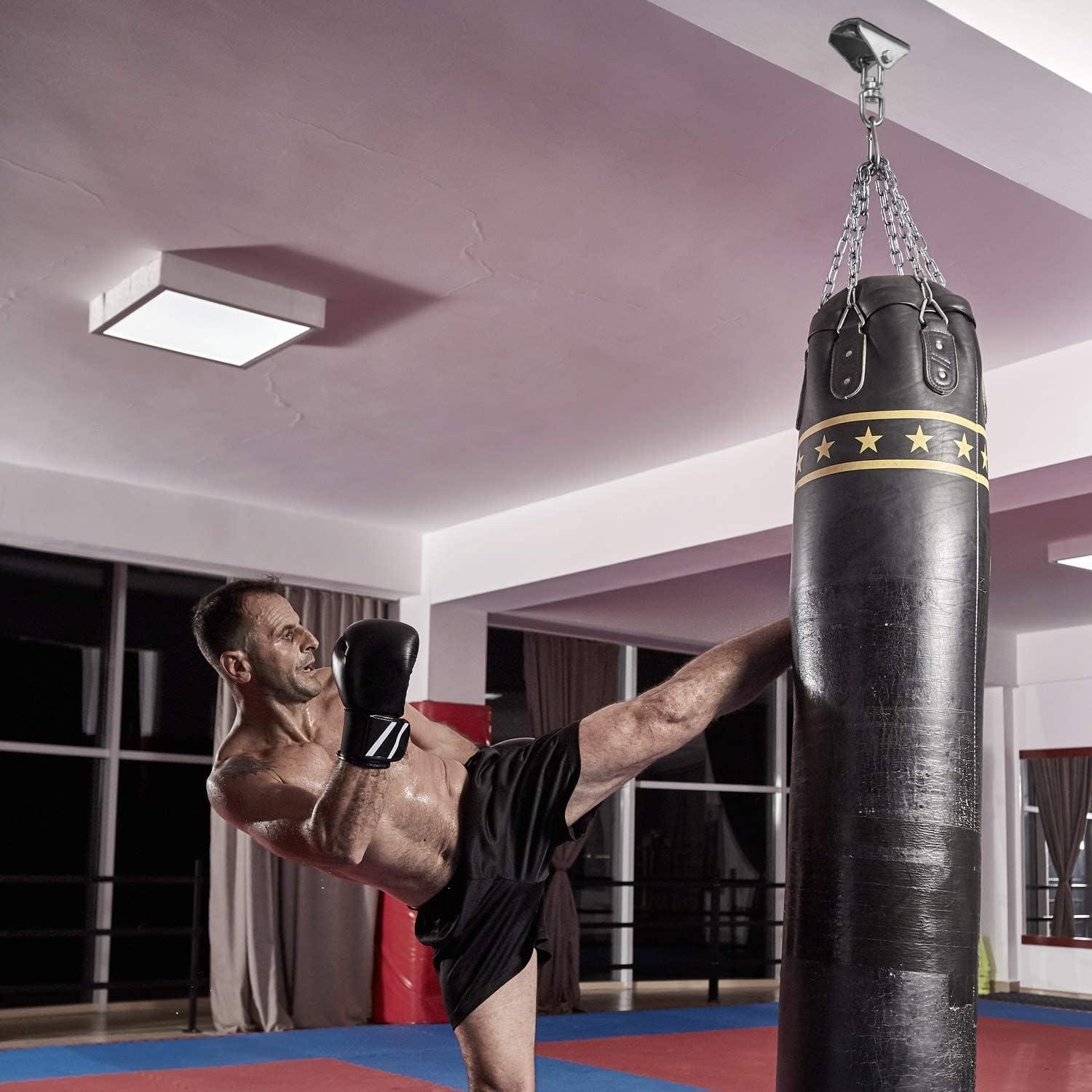 image:imageYes4All Punching Bag Hanger Stainless Steel Swivel Chain with 4 Snap Hooks for Heavy Bag Gym Swing Trapeze and HammockHangers 360 Degree Rotation
