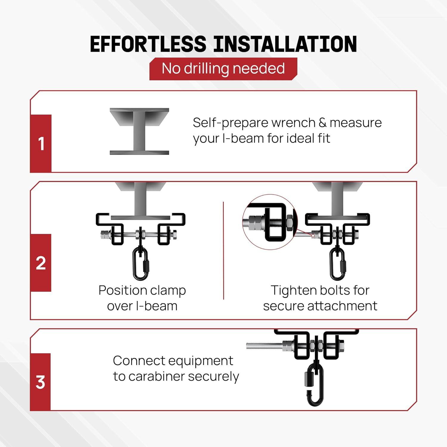 image:imageYes4All Punching Bag Hanger Stainless Steel Swivel Chain with 4 Snap Hooks for Heavy Bag Gym Swing Trapeze and HammockIBeam Hanger with Carabiner