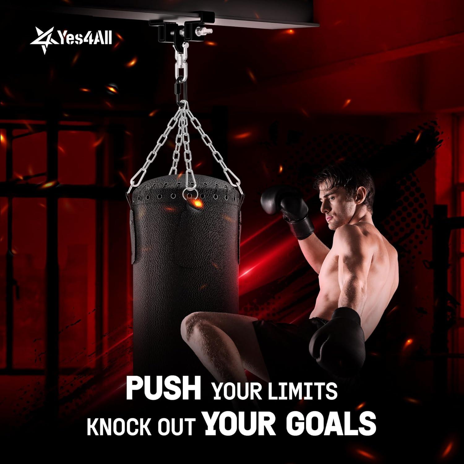 image:imageYes4All Punching Bag Hanger Stainless Steel Swivel Chain with 4 Snap Hooks for Heavy Bag Gym Swing Trapeze and HammockIBeam Hanger with Swivel Chains Carabiner