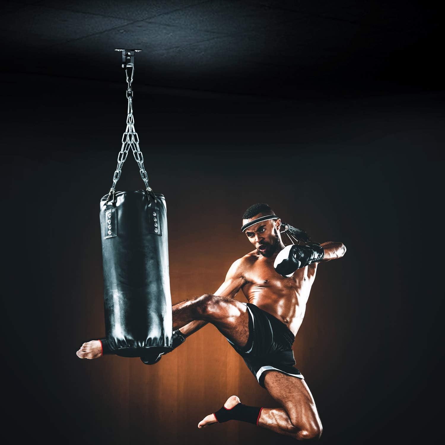 image:imageYes4All Punching Bag Hanger Stainless Steel Swivel Chain with 4 Snap Hooks for Heavy Bag Gym Swing Trapeze and HammockWood Beam Hanger with chain