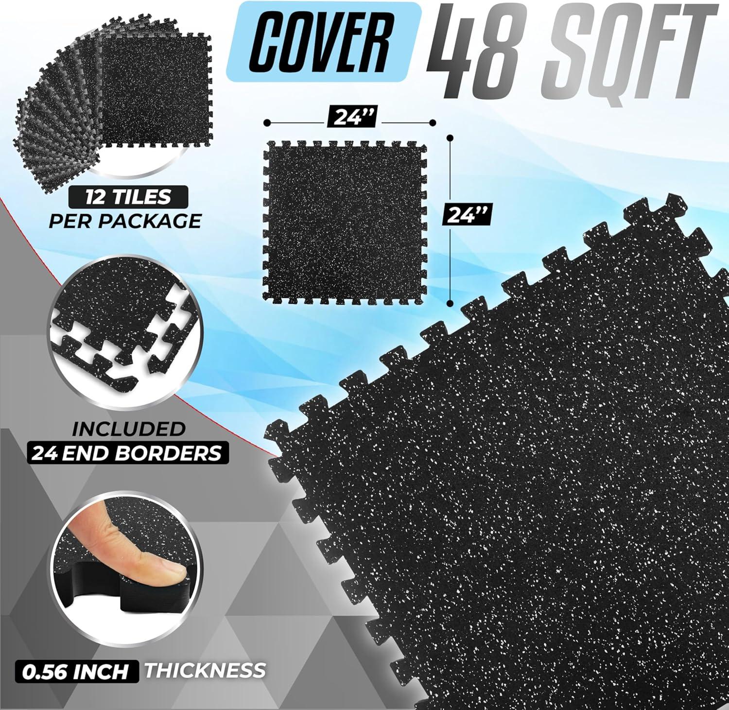 image:imageYes4All Rubber Gym Flooring for Home Gym 056 Thick Gym Flooring Tiles EVA Foam Mats with Rubber Top Protective Flooring MatWhite Dot