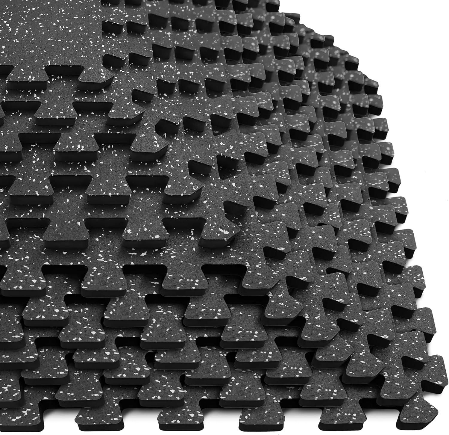 image:imageYes4All Rubber Gym Flooring for Home Gym 056 Thick Gym Flooring Tiles EVA Foam Mats with Rubber Top Protective Flooring MatWhite Dot