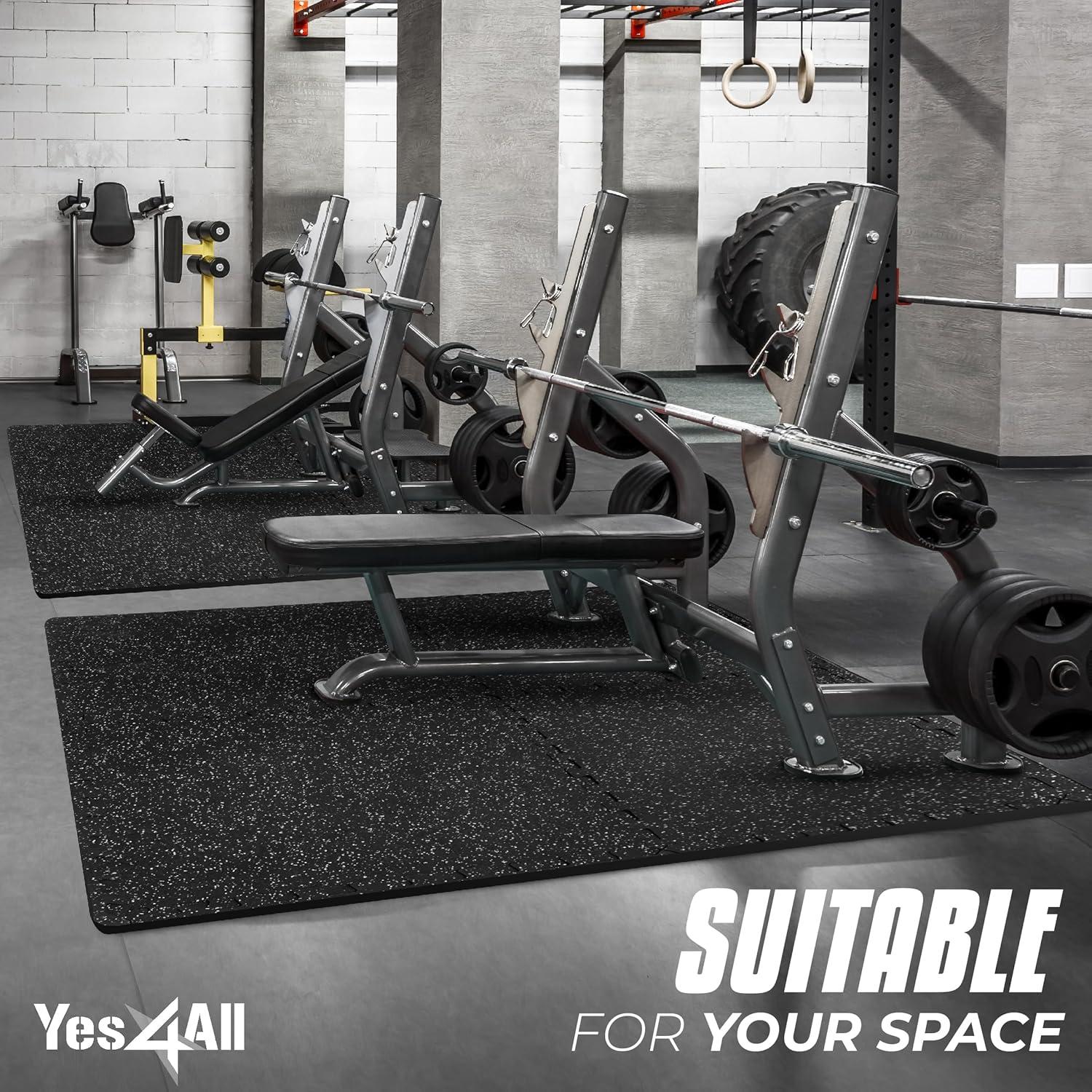 image:imageYes4All Rubber Gym Flooring for Home Gym 056 Thick Gym Flooring Tiles EVA Foam Mats with Rubber Top Protective Flooring MatWhite Dot