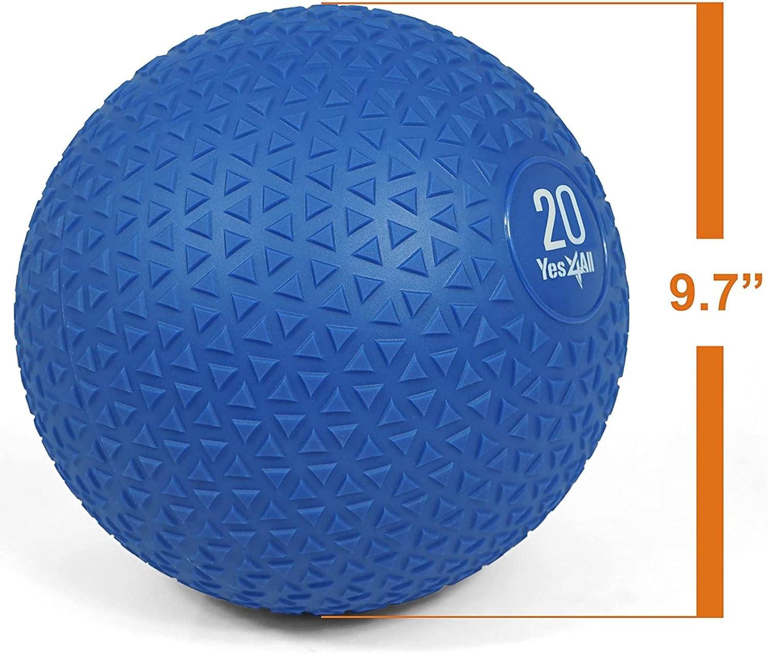 image:imageYes4All Slam Balls 1040lb Weighted Ball Weight Durable PVC Sand Filled Workout Dynamic Slam Ball for Core StrengthenBlue