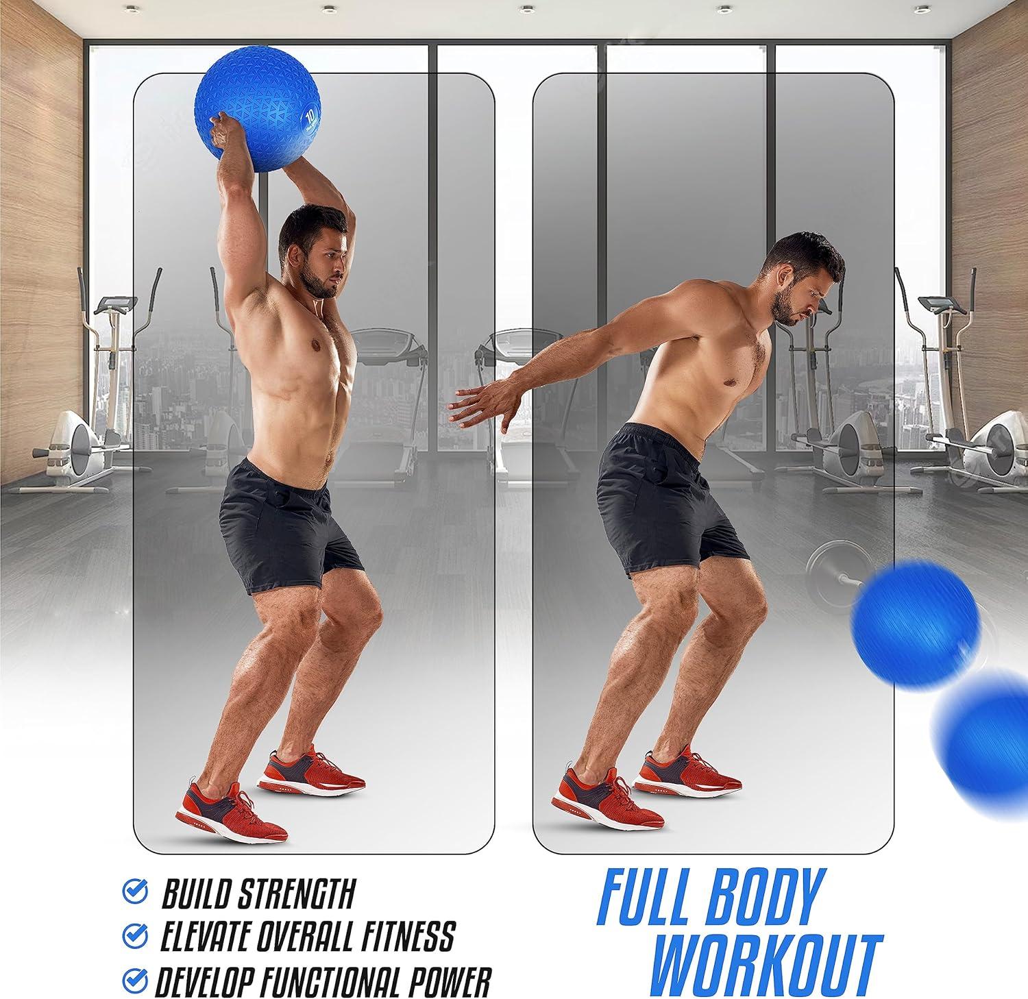 image:imageYes4All Slam Balls 1040lb Weighted Ball Weight Durable PVC Sand Filled Workout Dynamic Slam Ball for Core StrengthenBlue
