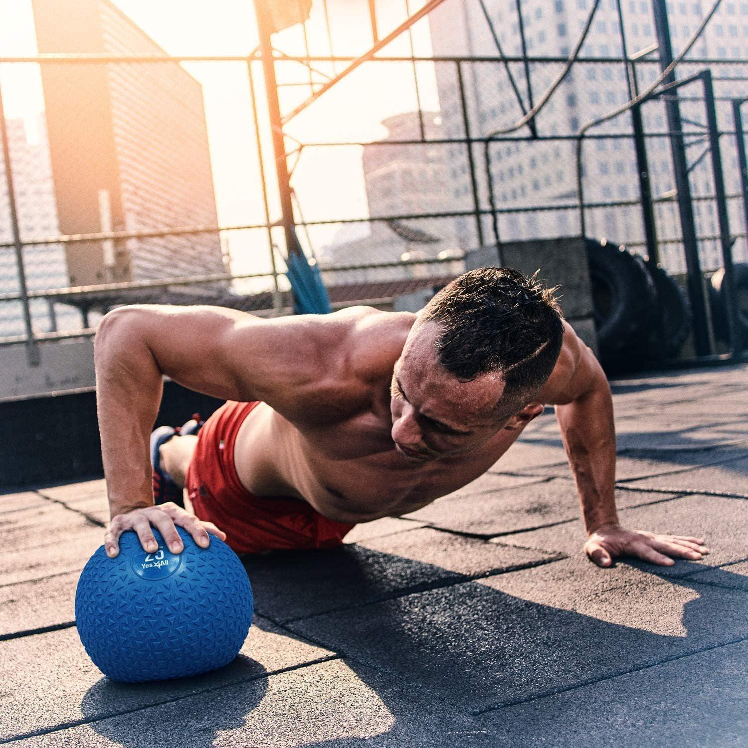 image:imageYes4All Slam Balls 1040lb Weighted Ball Weight Durable PVC Sand Filled Workout Dynamic Slam Ball for Core StrengthenBlue