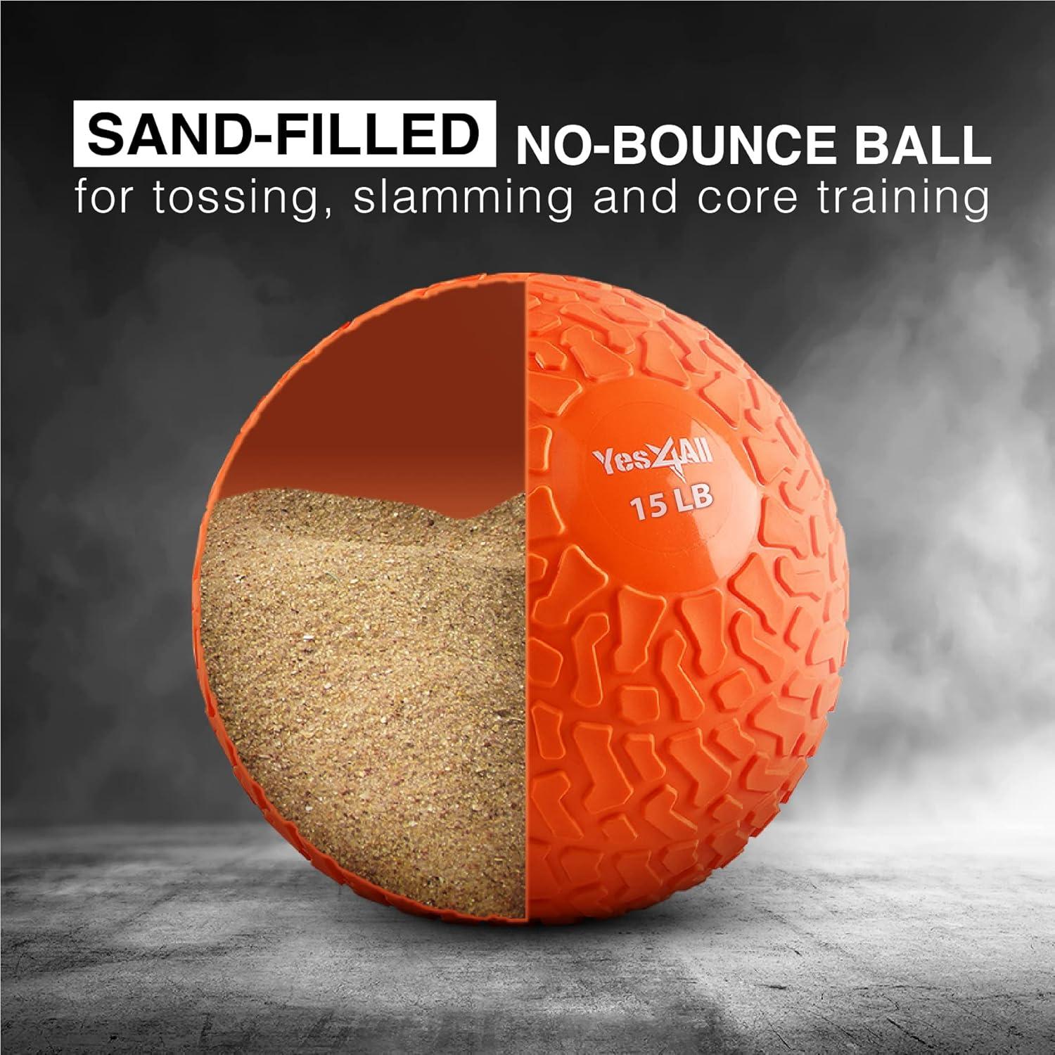 image:imageYes4All Slam Balls 1040lb Weighted Ball Weight Durable PVC Sand Filled Workout Dynamic Slam Ball for Core StrengthenOrange Beast