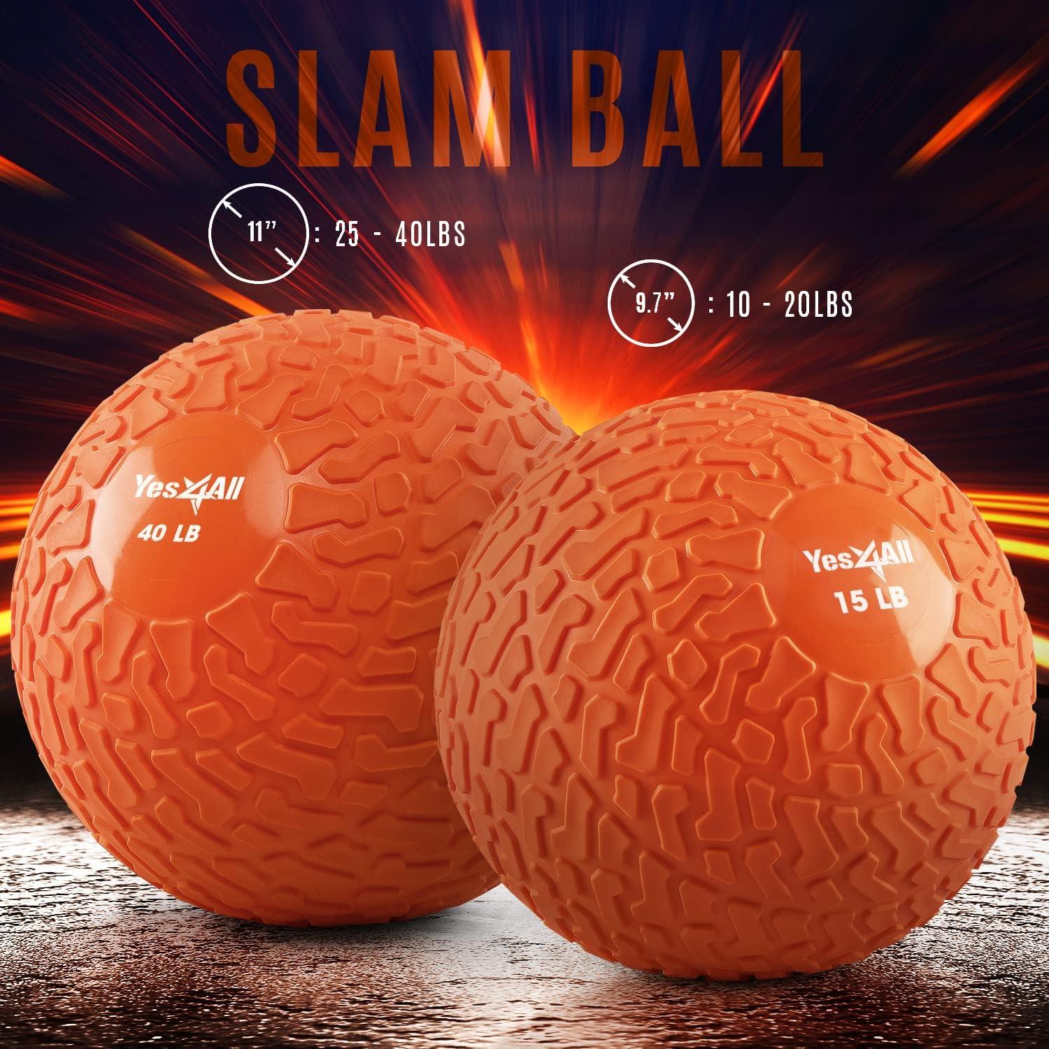 image:imageYes4All Slam Balls 1040lb Weighted Ball Weight Durable PVC Sand Filled Workout Dynamic Slam Ball for Core StrengthenOrange Beast