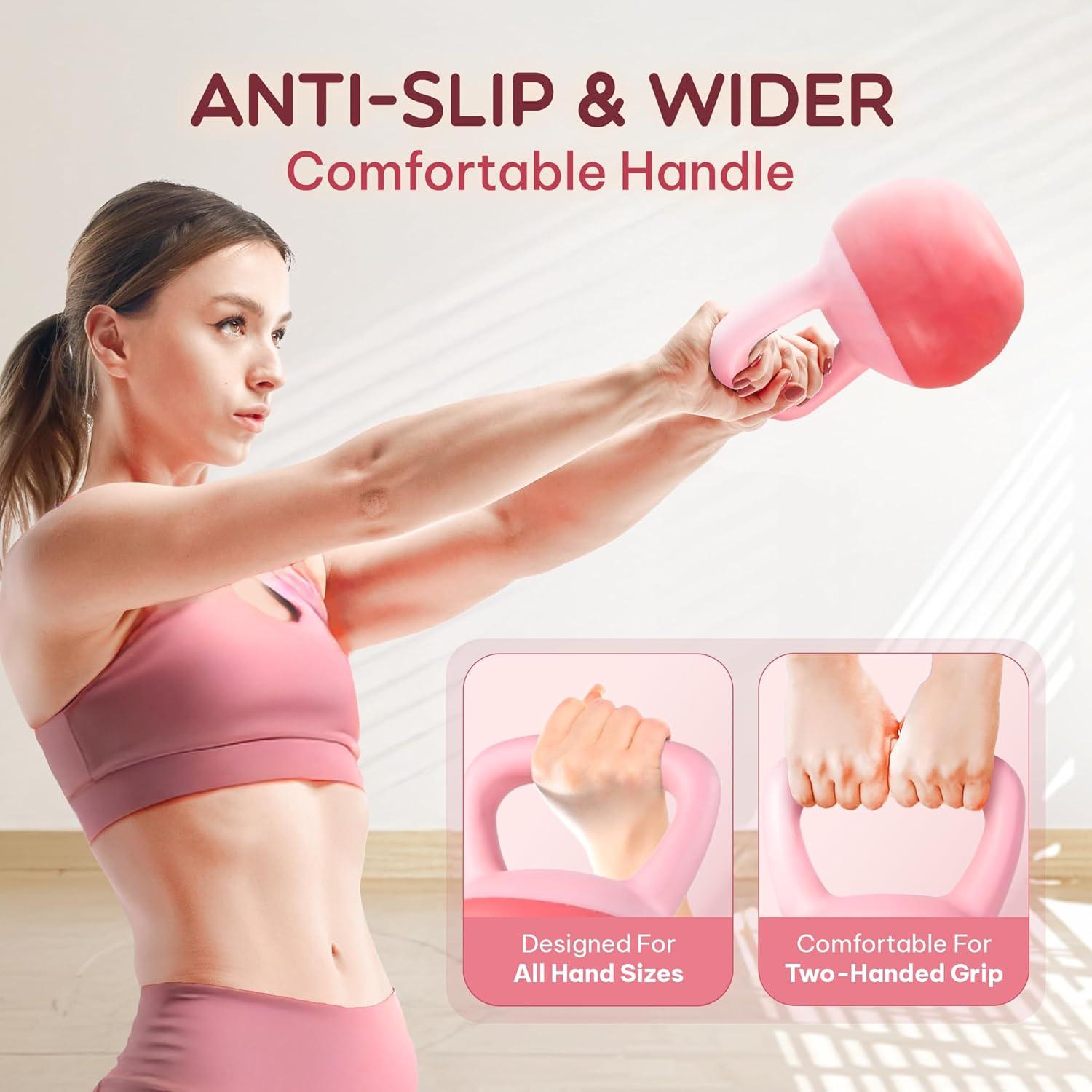 image:imageYes4All Soft Kettlebell PVC Kettlebells Exercise Weights amp ColorCoded Strength Training Kettlebells with 4 Options 5101520lb Gentle Hand Weights for Women at Home05lb Pink