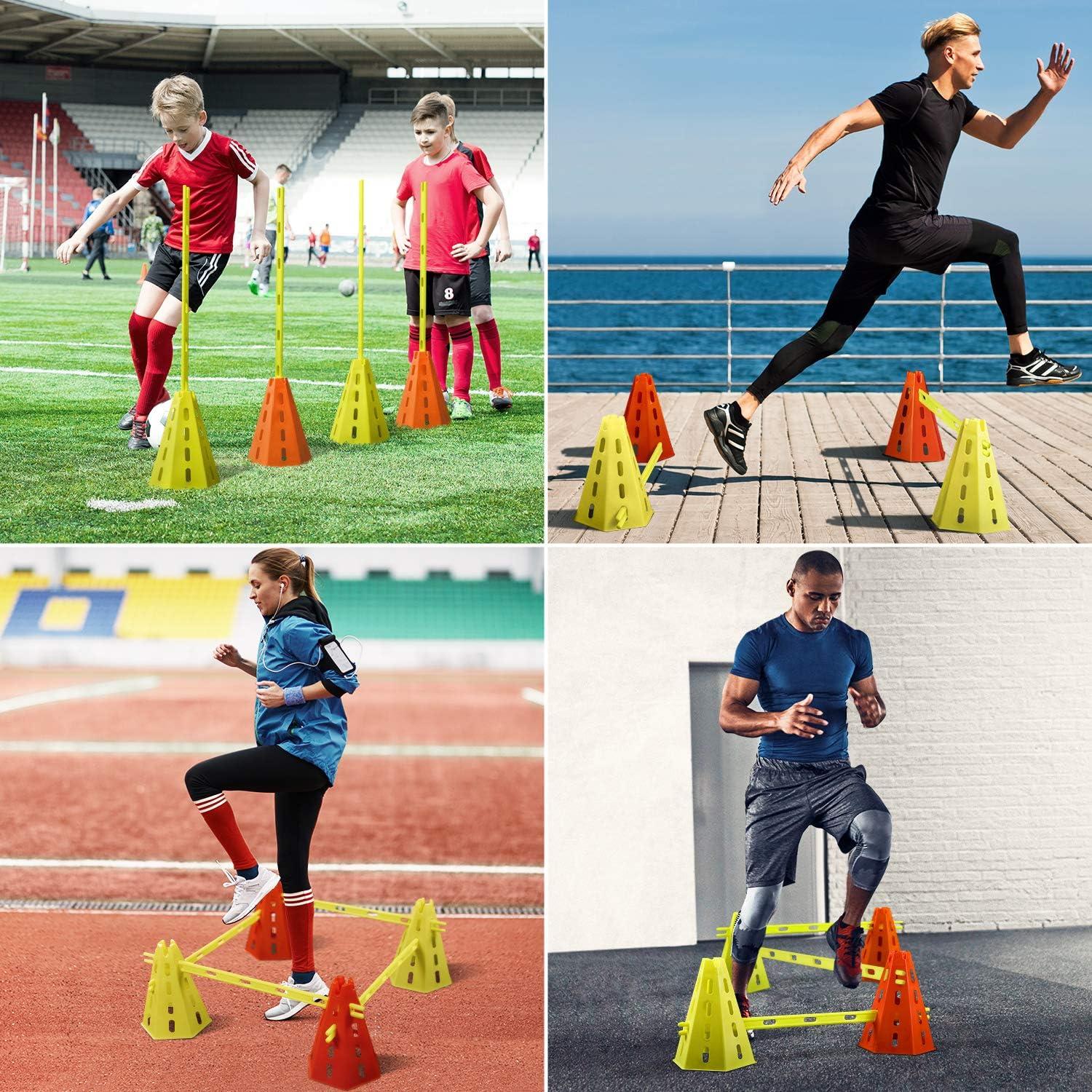 image:imageYes4All Speed and Agility Training Equipment Set Hurdles and Cones for Athletes in Soccer Basketball FootballB 8 Green Orange Cones 12 Bars
