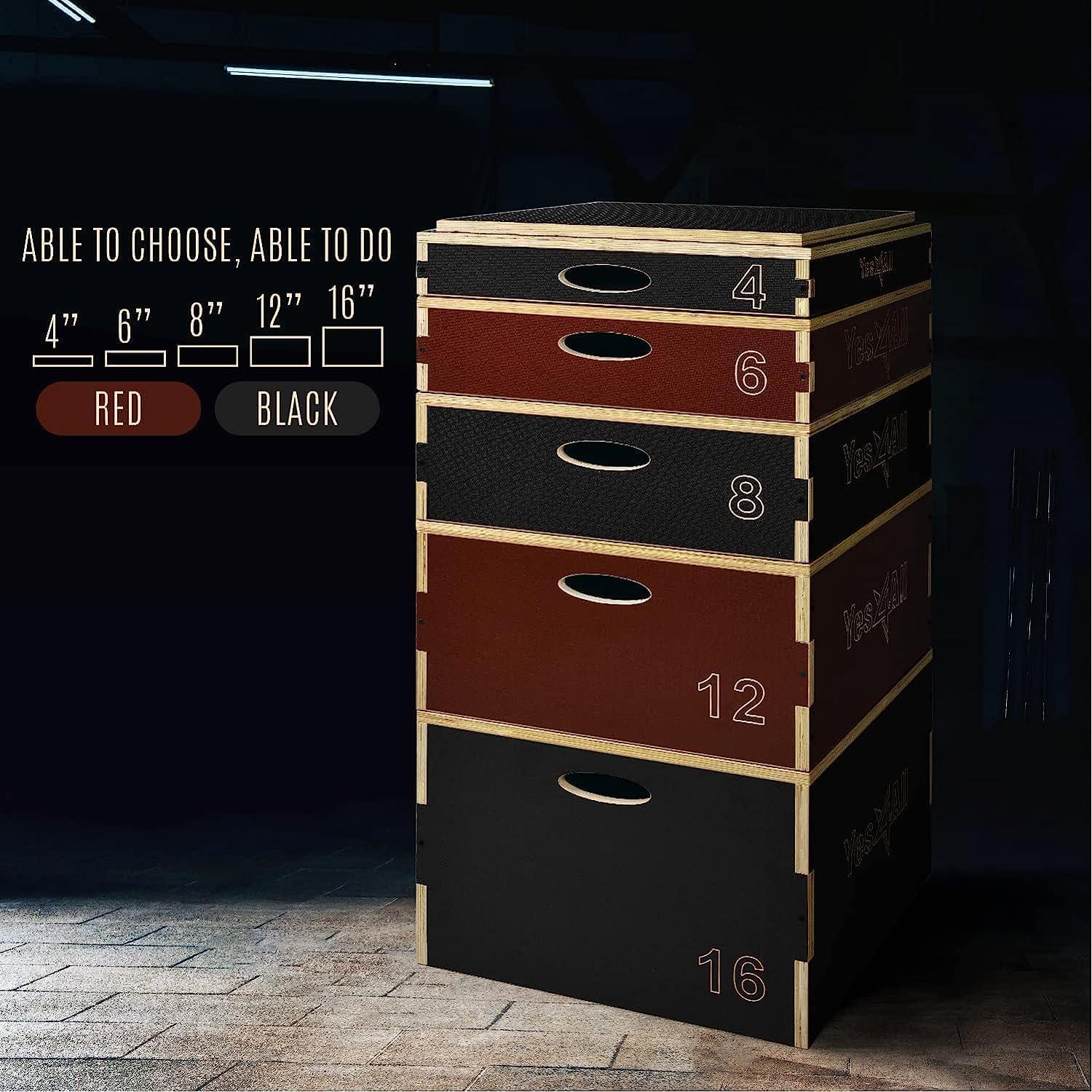 image:imageYes4All Stackable Wood Plyometric Box for Jump Training Jump Boxes for Home Gym Exercise Fitness and ConditioningC Black