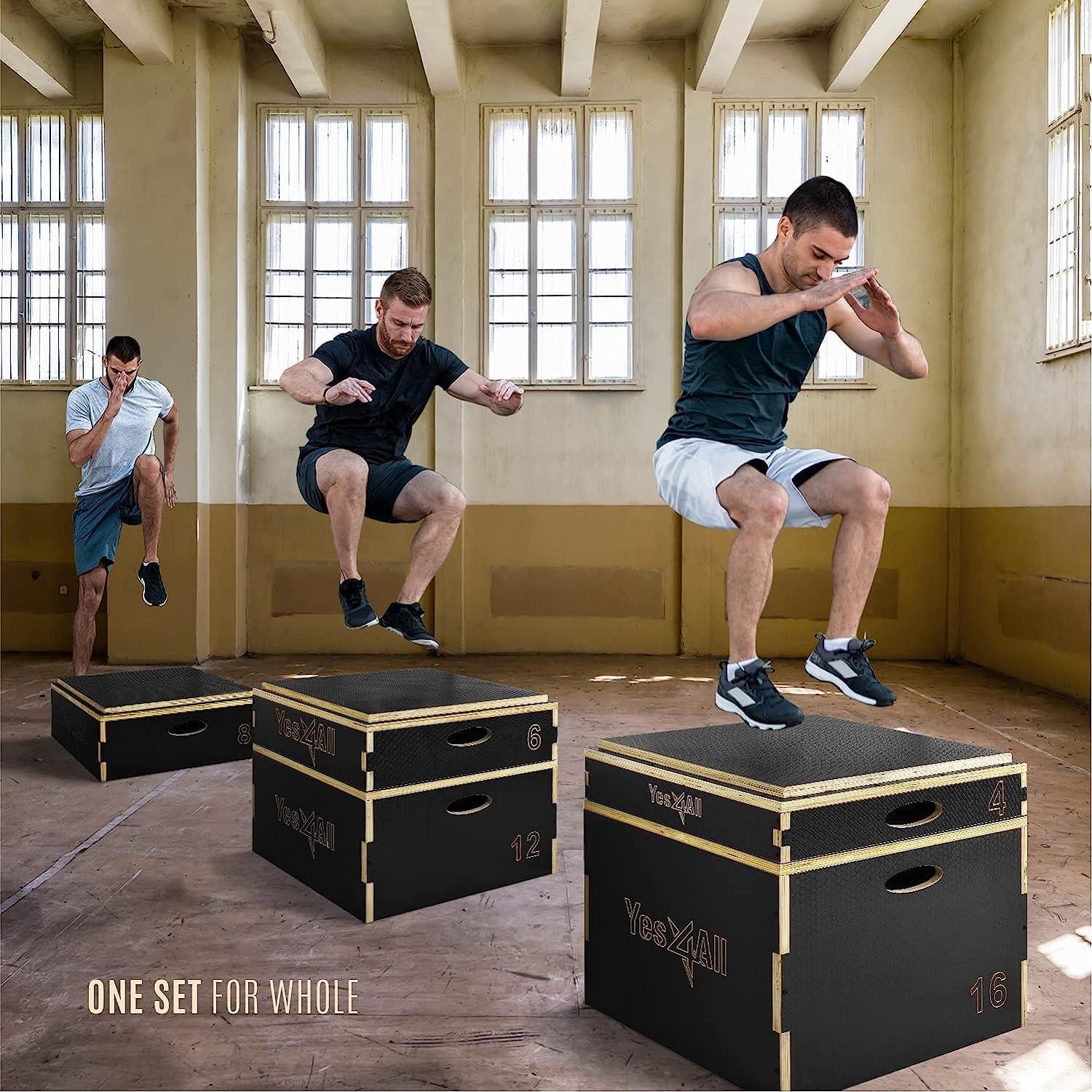 image:imageYes4All Stackable Wood Plyometric Box for Jump Training Jump Boxes for Home Gym Exercise Fitness and ConditioningC Black