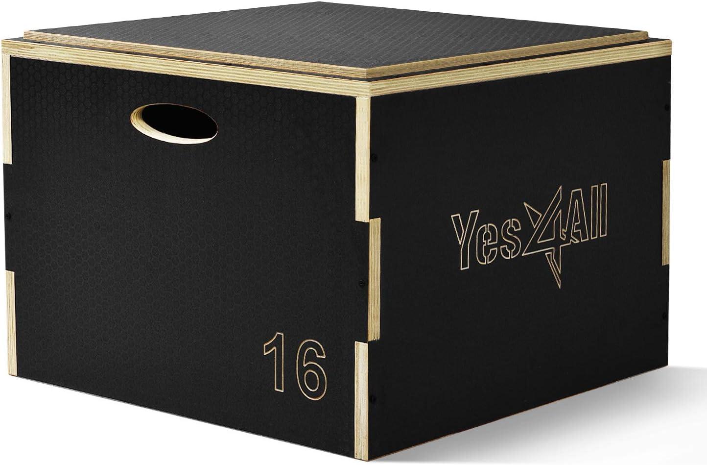 image:imageYes4All Stackable Wood Plyometric Box for Jump Training Jump Boxes for Home Gym Exercise Fitness and ConditioningC Black