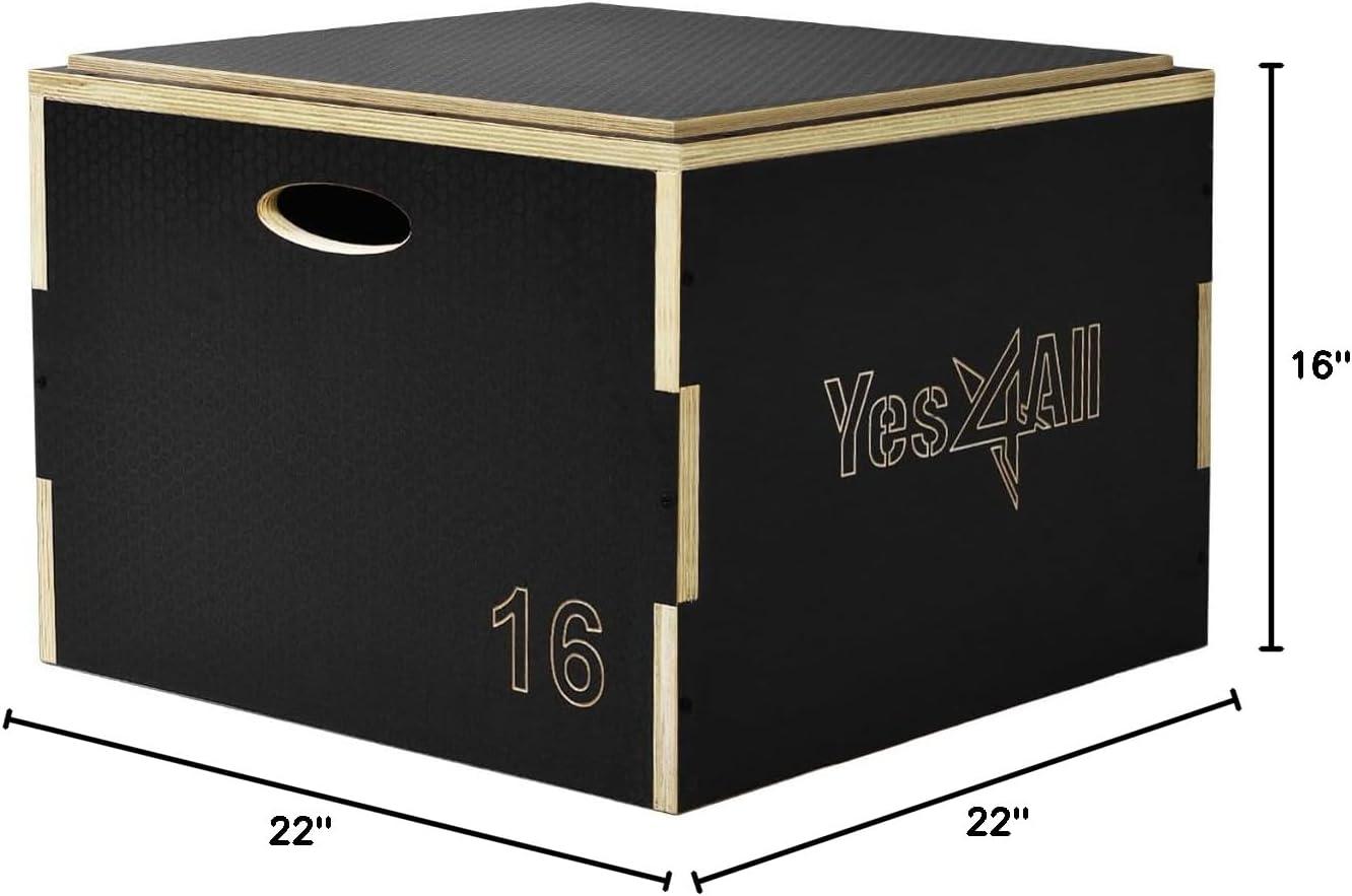 image:imageYes4All Stackable Wood Plyometric Box for Jump Training Jump Boxes for Home Gym Exercise Fitness and ConditioningC Black