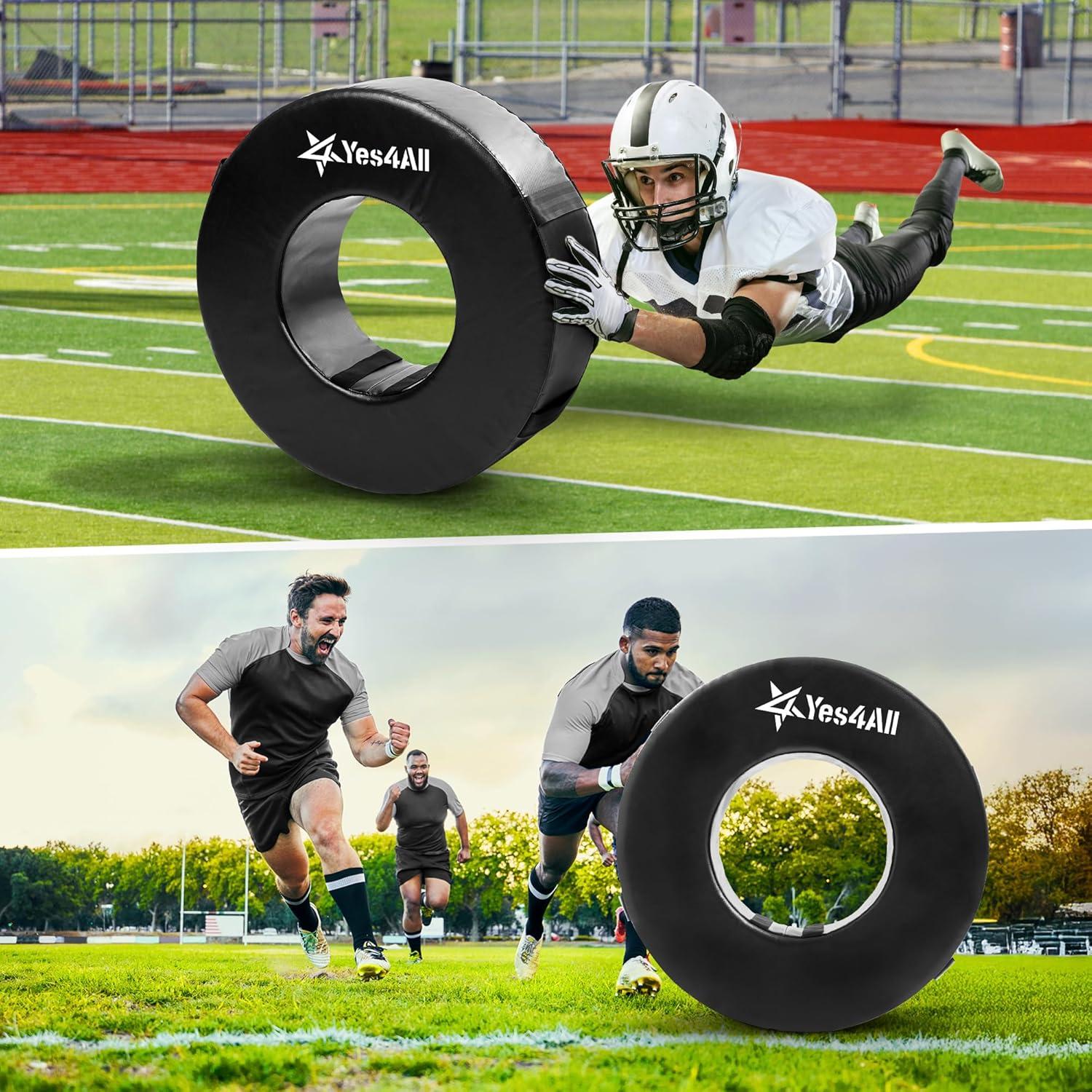 image:imageYes4All Tackling Dummies for Youngth Football 11lbs 20lbs Leather Block and Tackle Dummies for Contact Drills Martial ArtsBBlack Tackle Wheel Ring Football