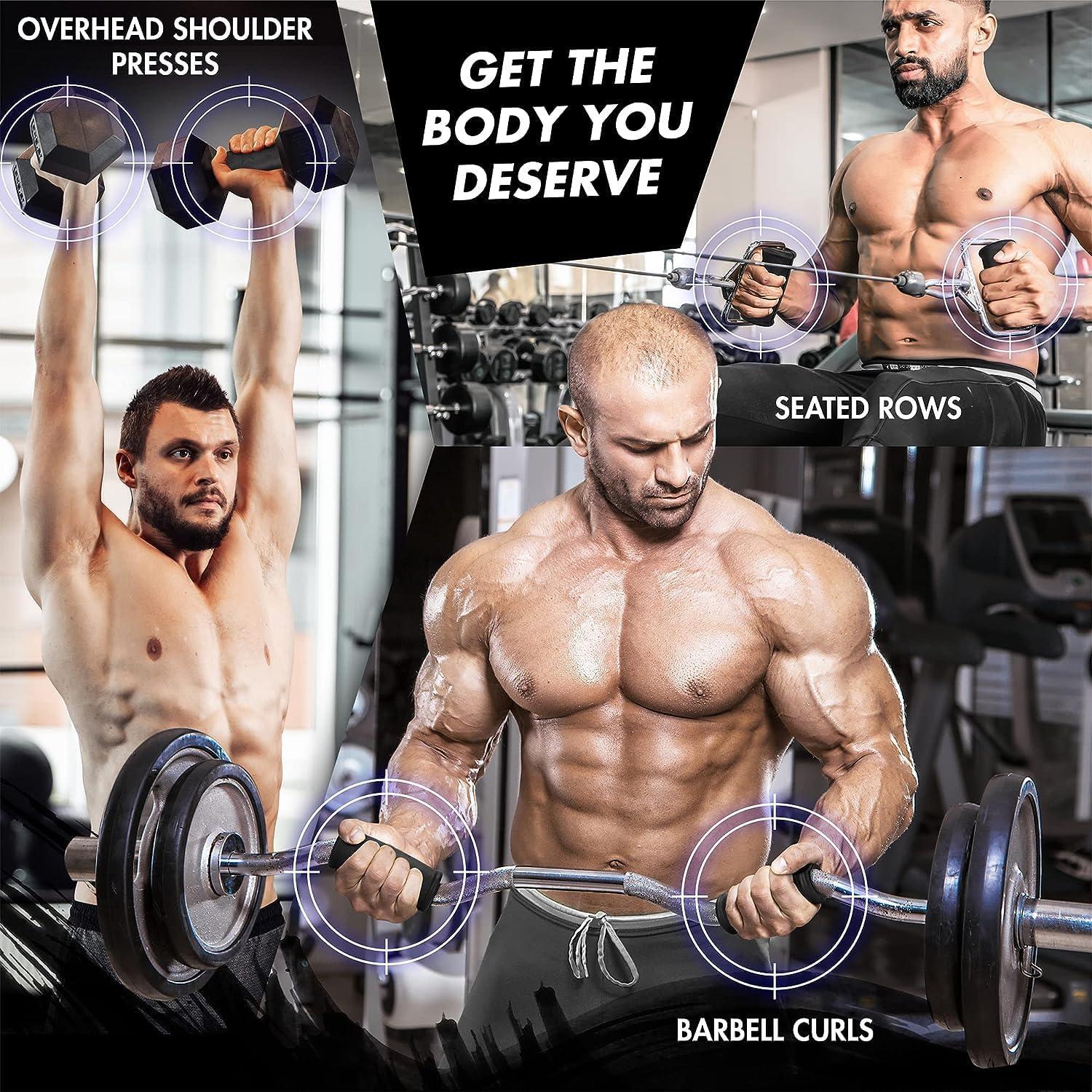 image:imageYes4All Thick Dumbbell Handles Grips Firm Rubber Barbell Grips Great for Increasing Forearm Strength Weightlifting Muscle Building Cable AttachmentsA Black