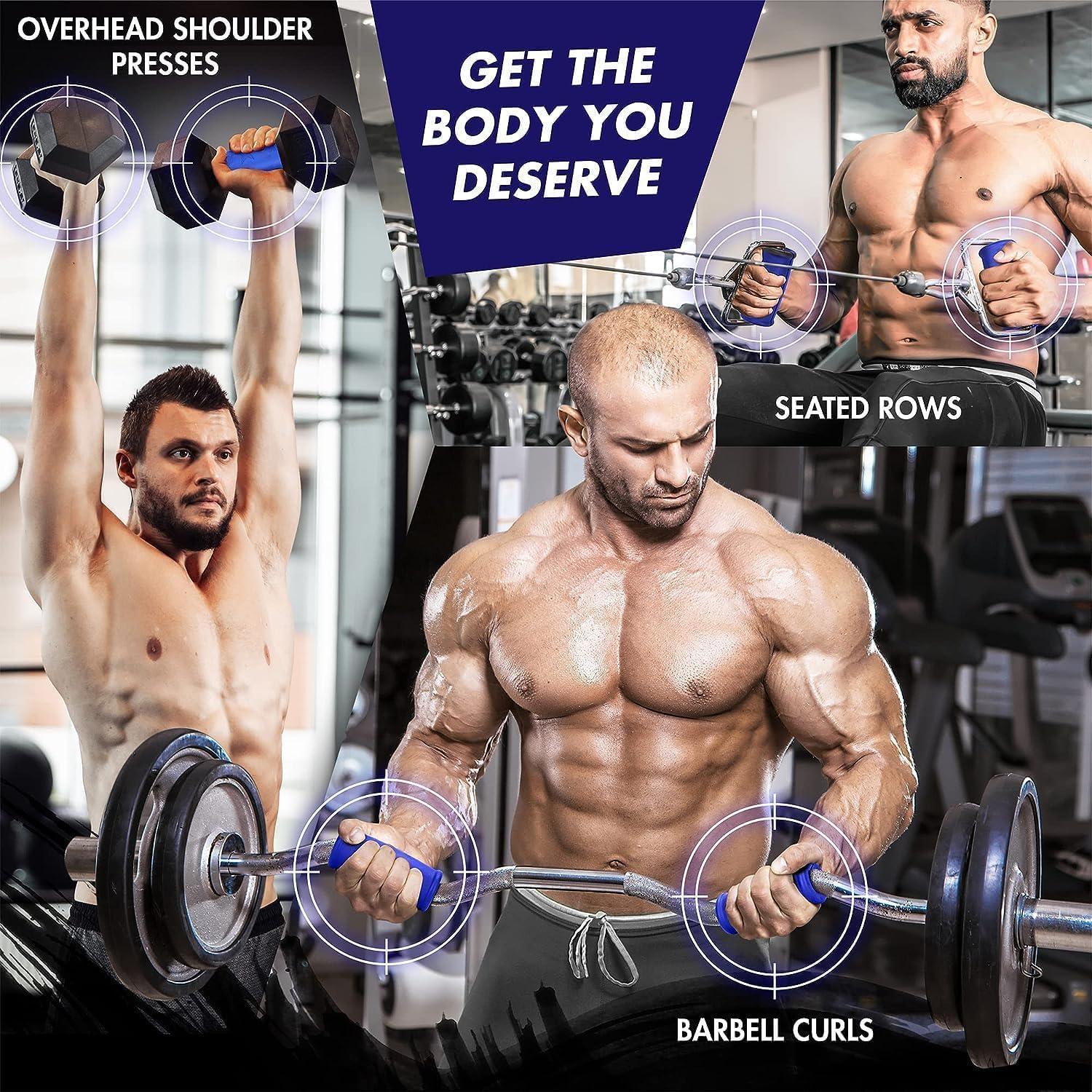 image:imageYes4All Thick Dumbbell Handles Grips Firm Rubber Barbell Grips Great for Increasing Forearm Strength Weightlifting Muscle Building Cable AttachmentsBlue
