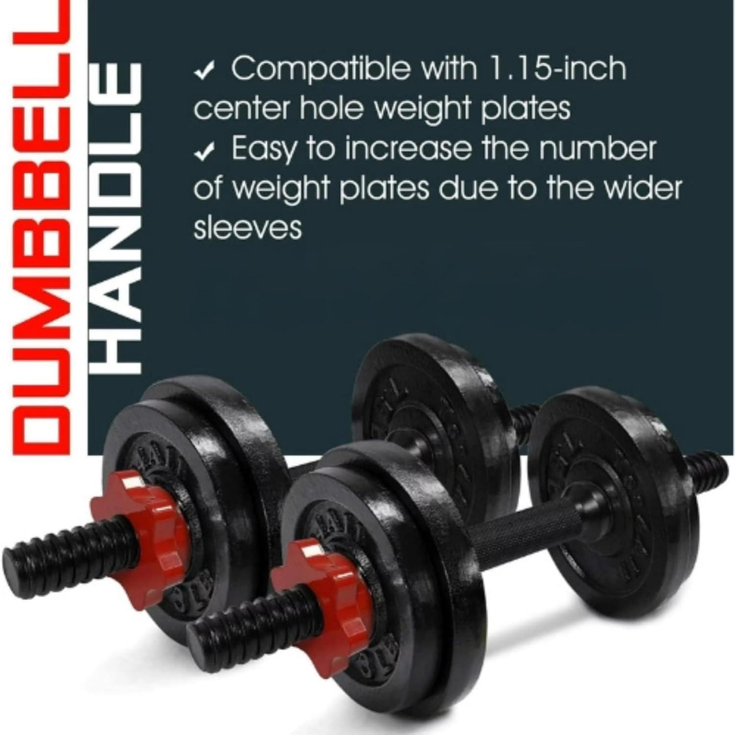 image:imageYes4All Threaded Dumbbell Handles 14161824 Inch Dumbbell Bar Pair ChromeRubber Grip Fit 1 or 115 Plates 4 StarLock Collars with LooseResistant Rubber TrimsChrome Black