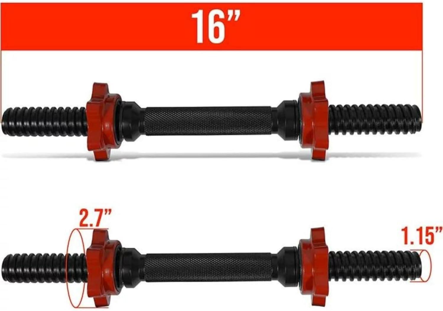 image:imageYes4All Threaded Dumbbell Handles 14161824 Inch Dumbbell Bar Pair ChromeRubber Grip Fit 1 or 115 Plates 4 StarLock Collars with LooseResistant Rubber TrimsChrome Black
