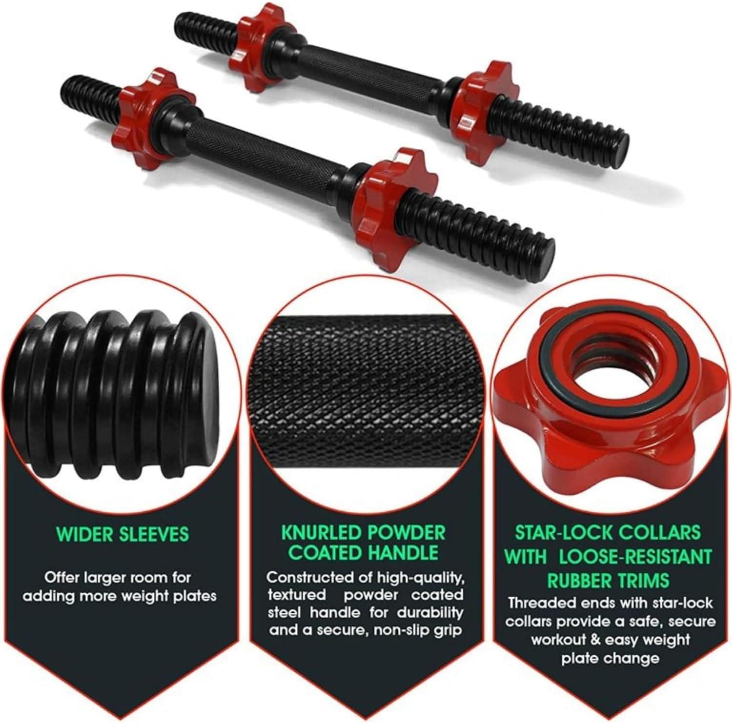image:imageYes4All Threaded Dumbbell Handles 14161824 Inch Dumbbell Bar Pair ChromeRubber Grip Fit 1 or 115 Plates 4 StarLock Collars with LooseResistant Rubber TrimsChrome Black