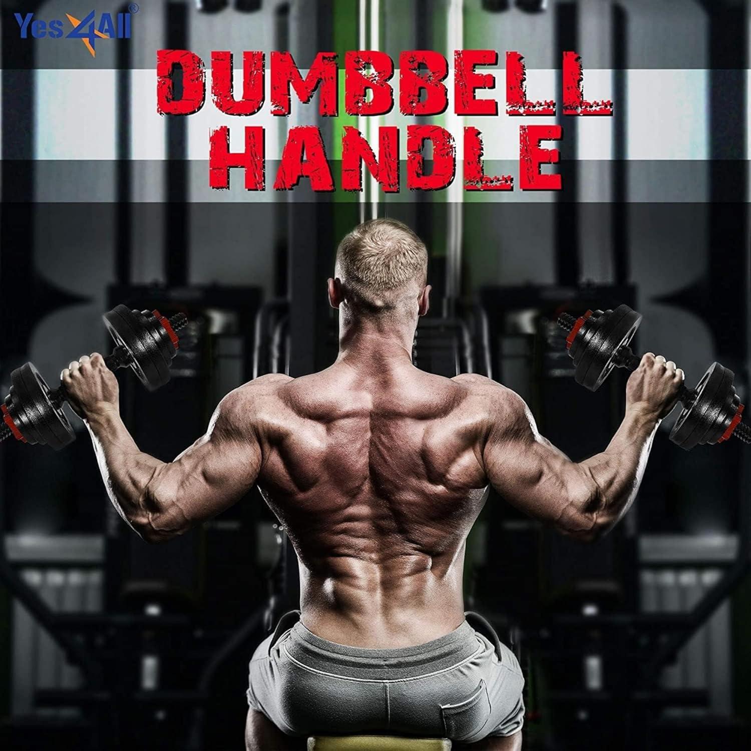 image:imageYes4All Threaded Dumbbell Handles 14161824 Inch Dumbbell Bar Pair ChromeRubber Grip Fit 1 or 115 Plates 4 StarLock Collars with LooseResistant Rubber TrimsChrome Black