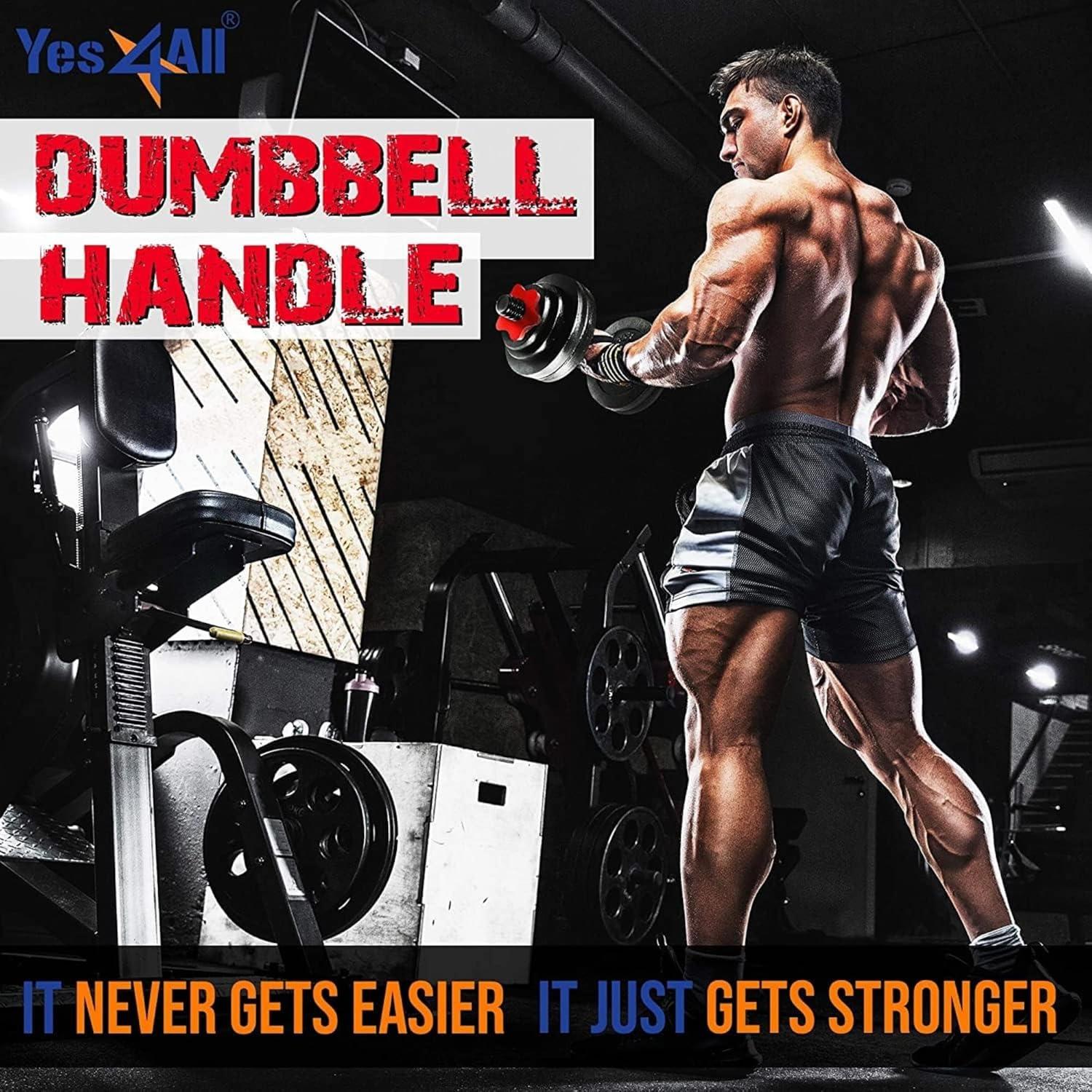 image:imageYes4All Threaded Dumbbell Handles 14161824 Inch Dumbbell Bar Pair ChromeRubber Grip Fit 1 or 115 Plates 4 StarLock Collars with LooseResistant Rubber TrimsChrome Black