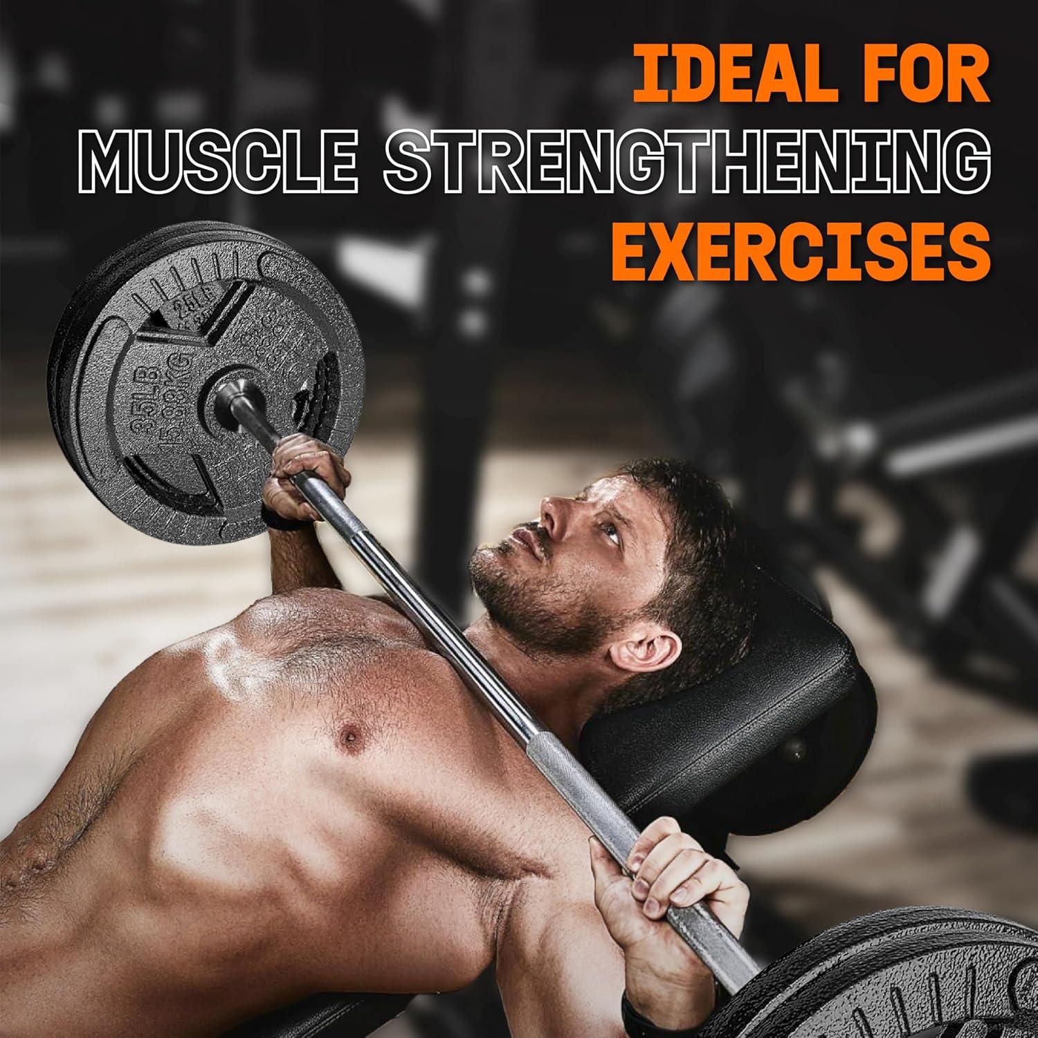 image:imageYes4All TriGrip Handles Cast Iron Olympic Weight Plates 2Inch Weight Plates for Weight Lifting with Smooth and Durable Finish Suitable for Strength Training Exercises Single Pair and SetF 25LB Pair Gray