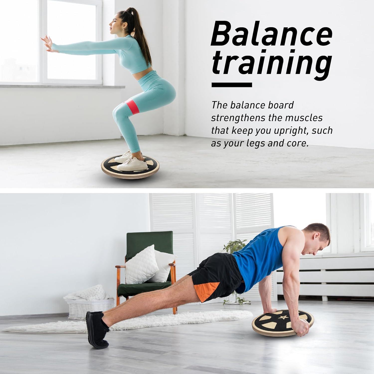 image:imageYes4All Versatile Wooden Wobble Balance Board Balance Trainer for Mobility Training Standing Desk Core Training Exercise Balance Stability TrainerC Wooden Balance Board Black Car Wheel Design