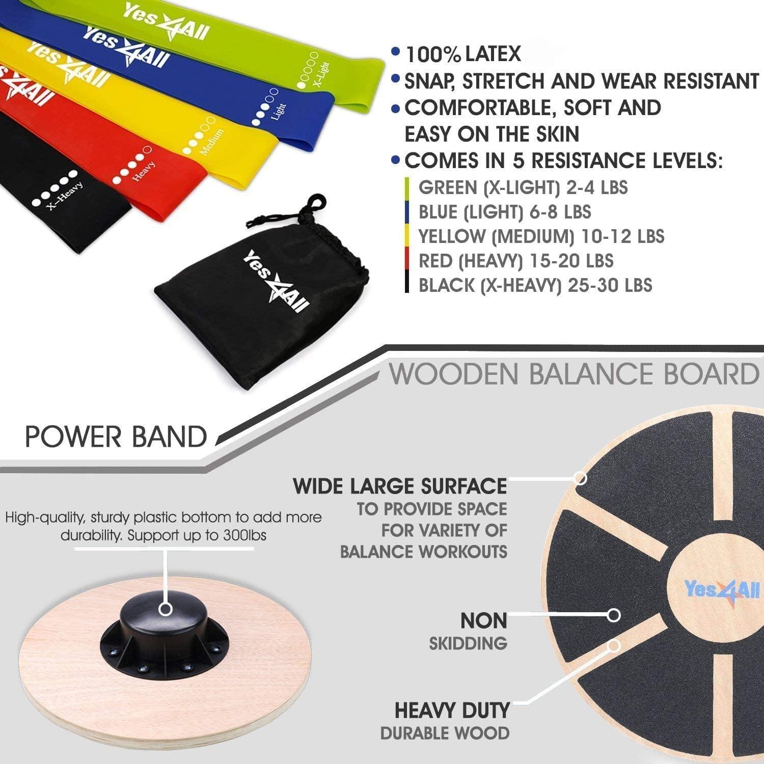 image:imageYes4All Versatile Wooden Wobble Balance Trainer Board with 360 Degree RotationJ Combo Wooden Balance Board Resistance Bands