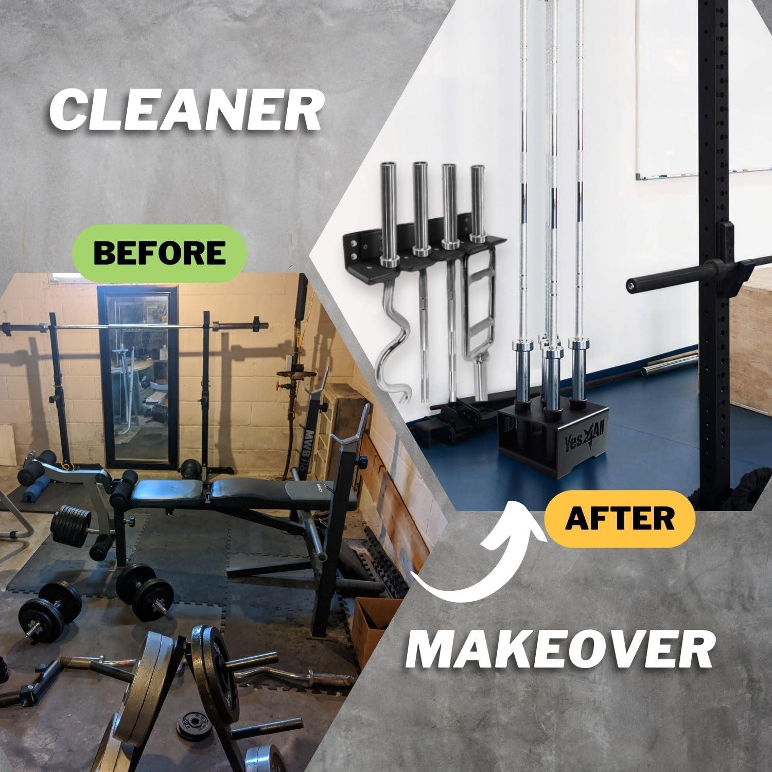 image:imageYes4All Vertical Storage Rack Home Gym Organizer Barbell amp Dumbbell Rack for 2inch Olympic amp Curl BarsC Black