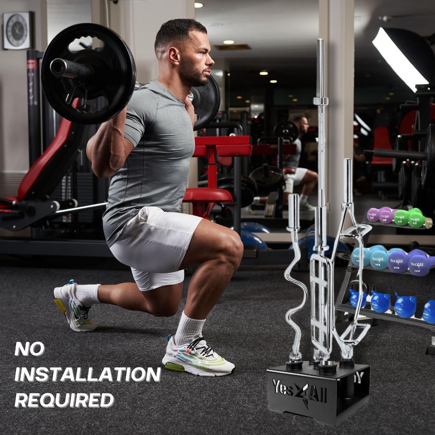 image:imageYes4All Vertical Storage Rack Home Gym Organizer Barbell amp Dumbbell Rack for 2inch Olympic amp Curl BarsC Black